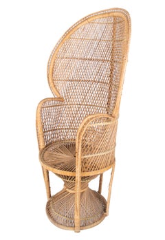 1990s Vintage Bohemian Emmanuelle Peacock Wicker Chair