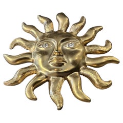 1990S Vintage Messing italienische Sonne Brosche von Avon