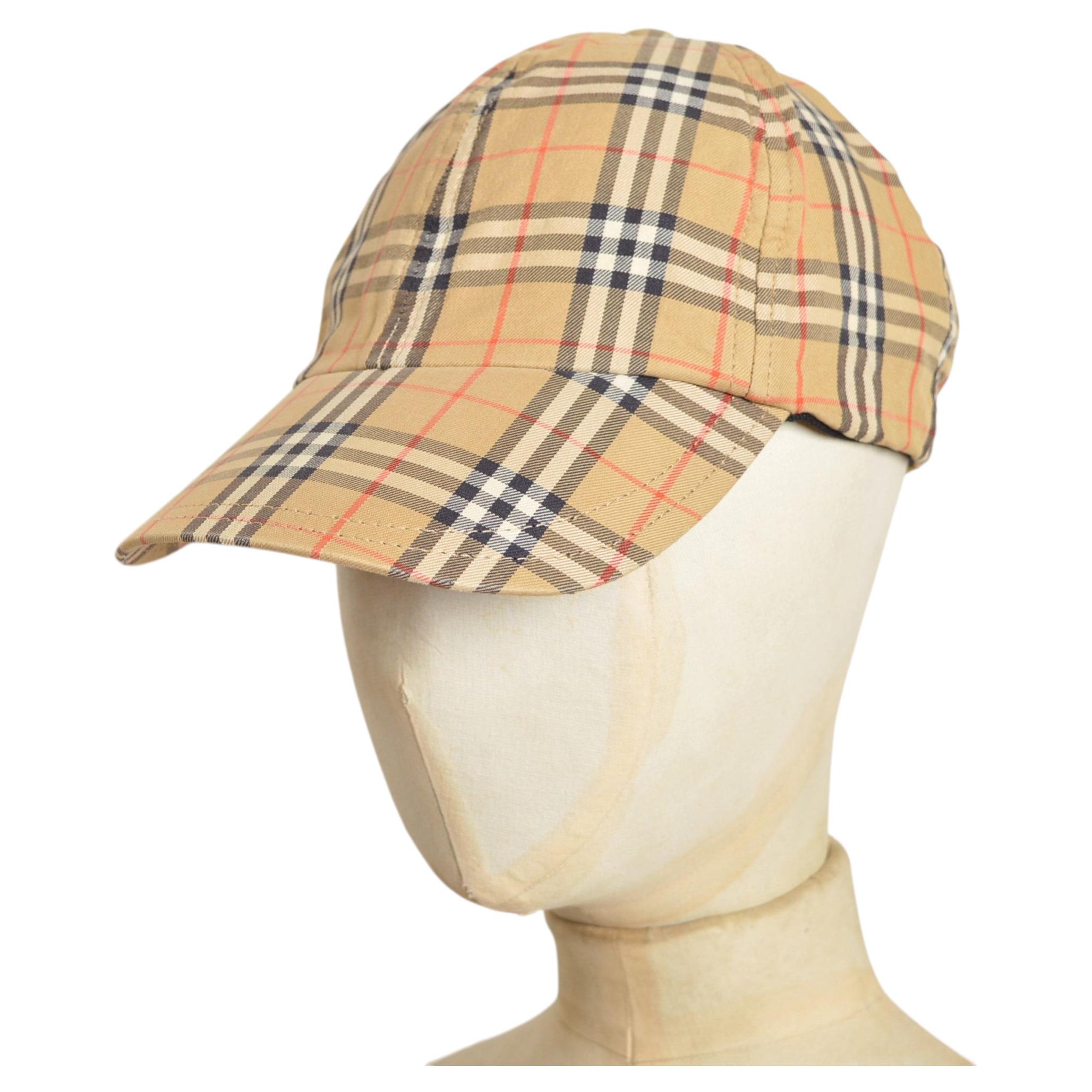 Vintage-Baseballkappe von Burberry aus den 1990er Jahren mit „Nova Check“-Tartan-Muster – Kopfbedeckung im Angebot