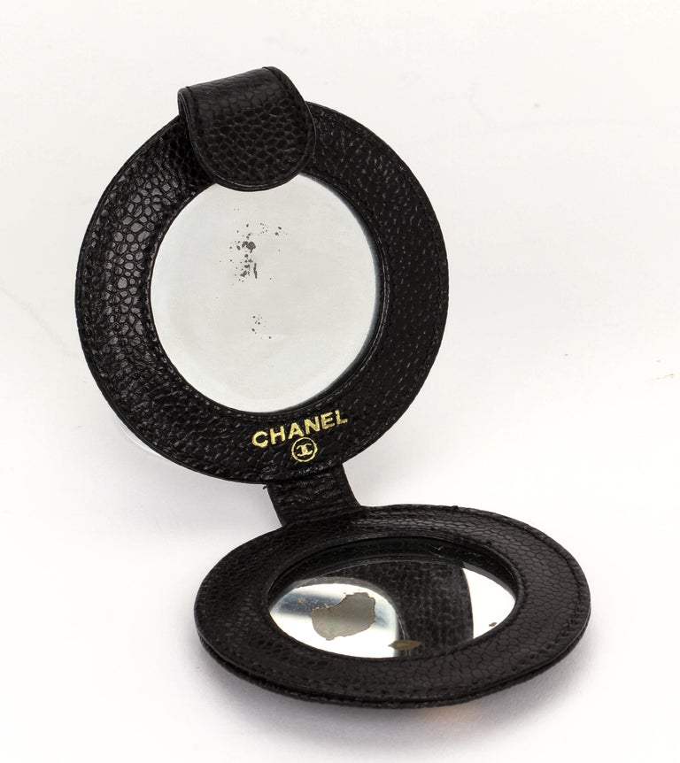 351 Chanel Compact Mirror in Black Velvet pouch. Comes with its box..