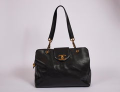 1990's Vintage Chanel Black Caviar Supermodel Weekender