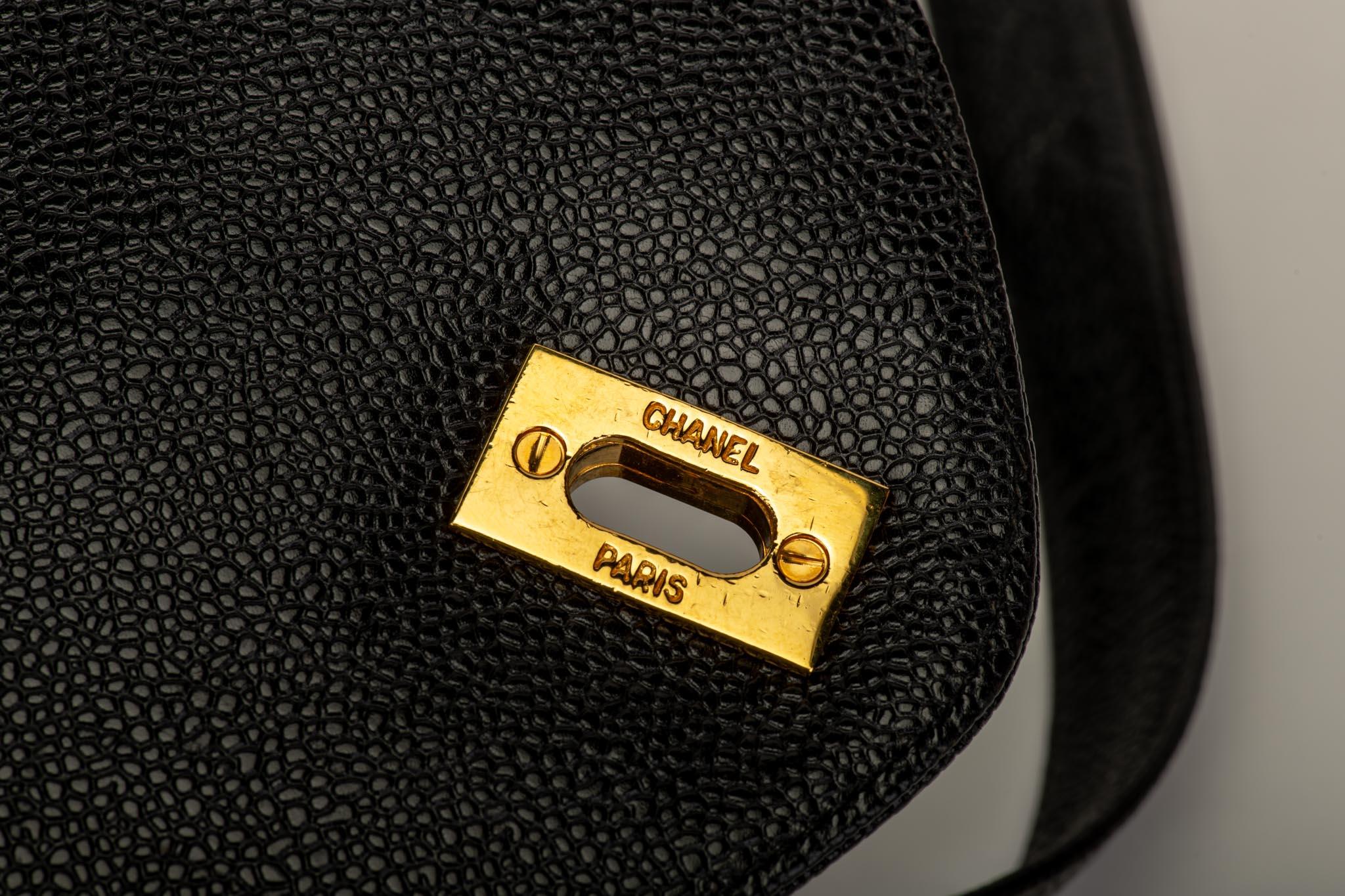 1990's Vintage Chanel Black Caviar Supermodel Weekender Travel Bag 8