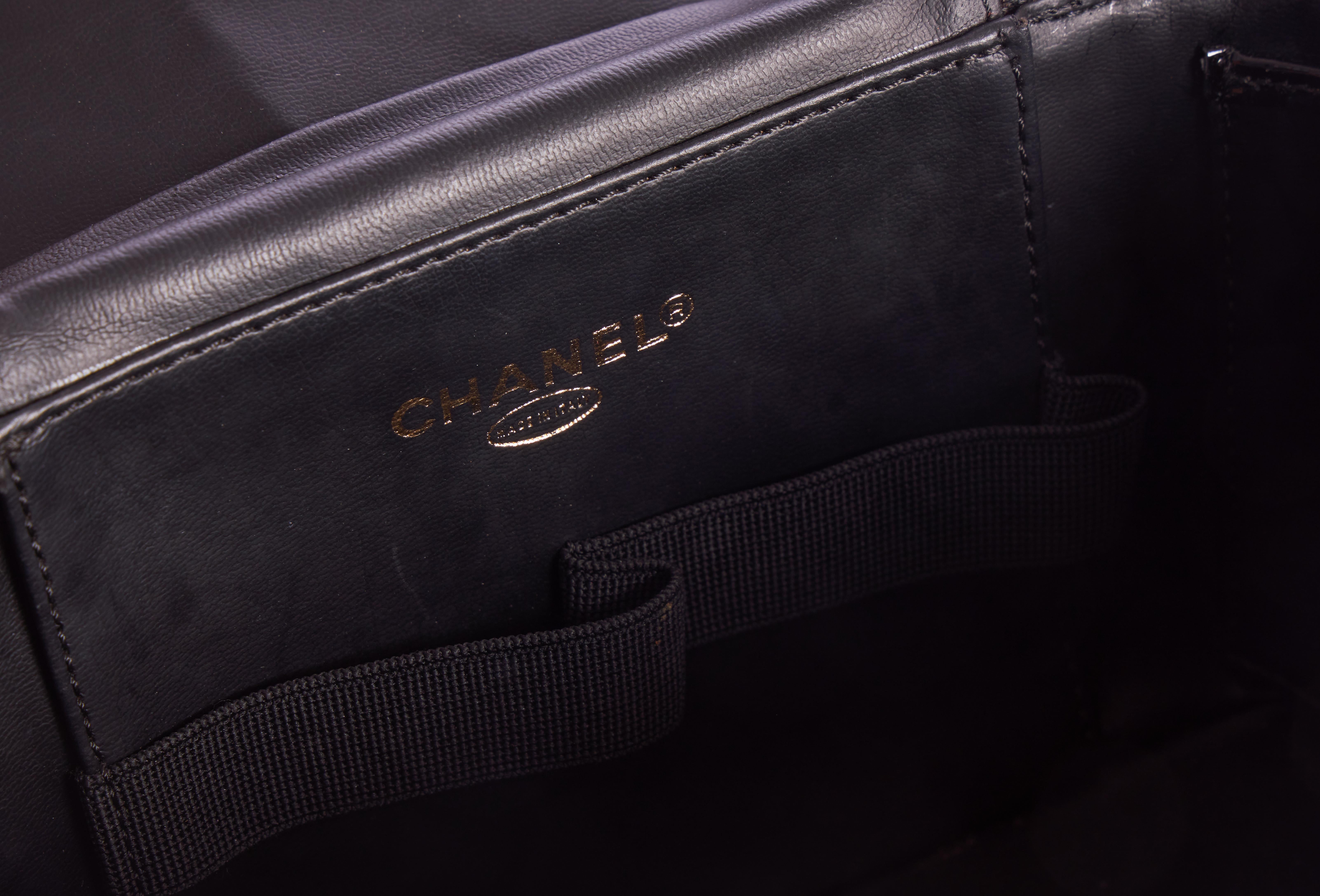 1990's Vintage Chanel  Black Patent Beauty Case 4