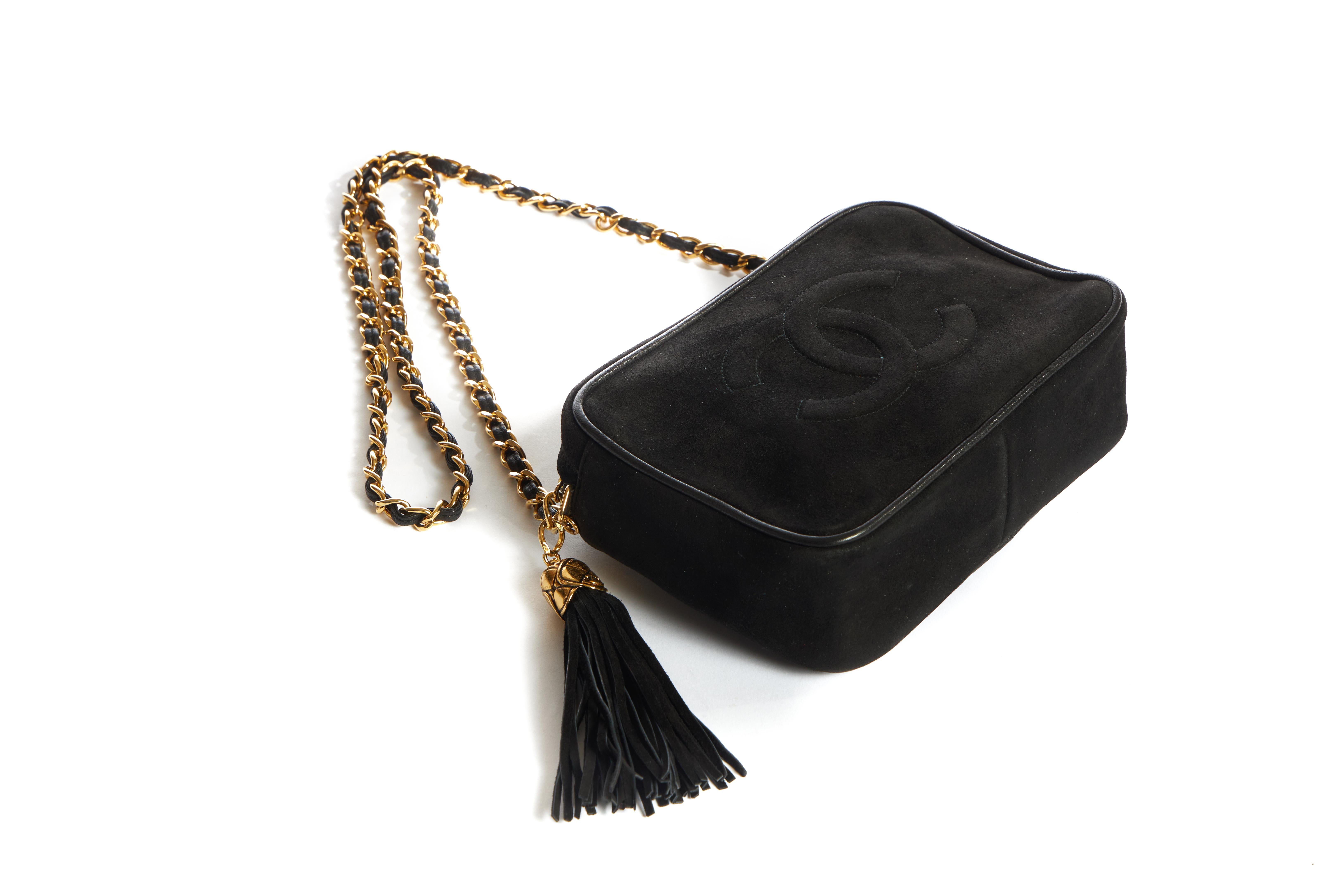 chanel black suede bag
