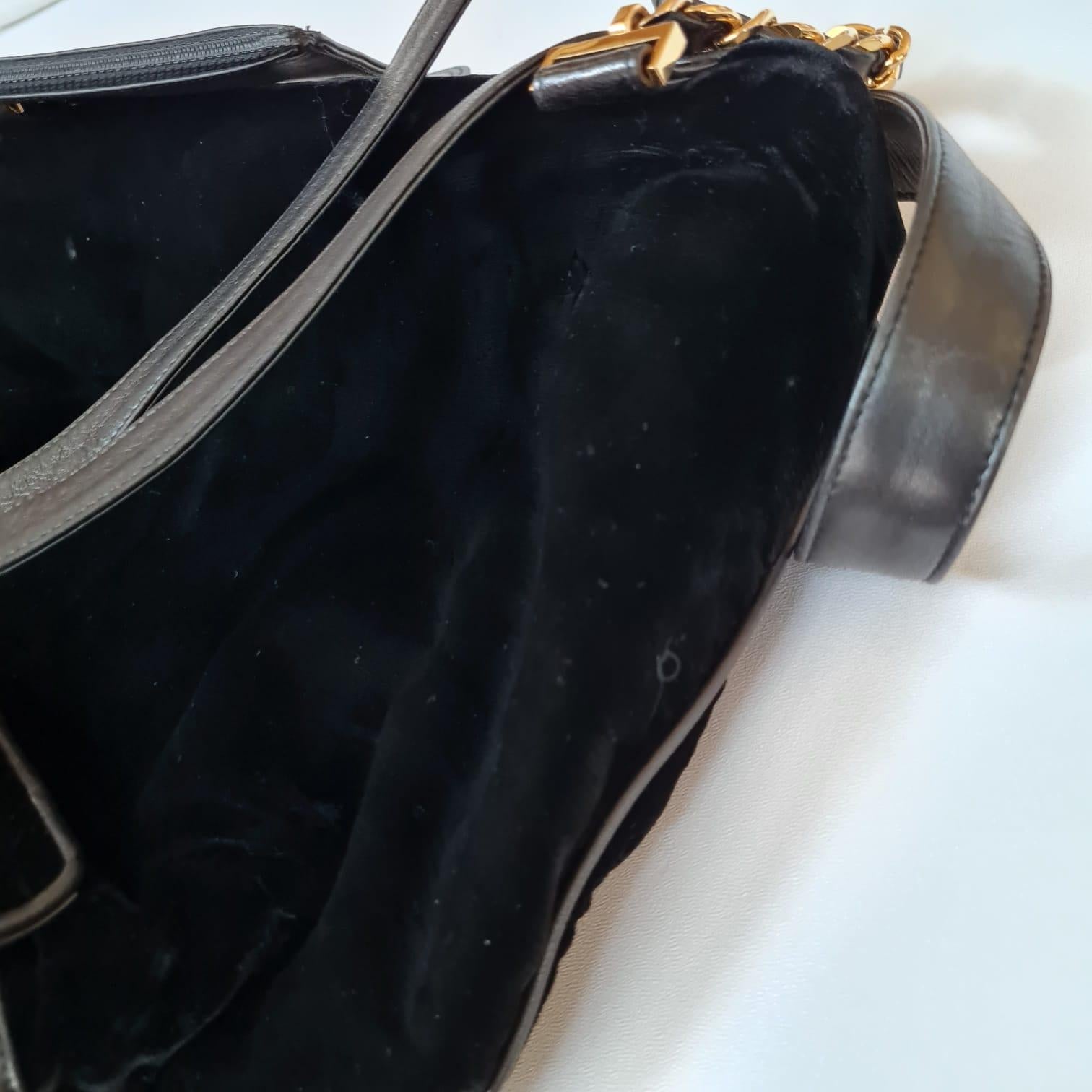1990s Vintage Chanel Black Velvet Drawstring CC Backpack 11