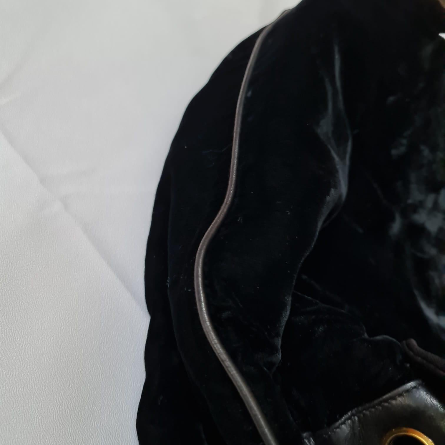1990s Vintage Chanel Black Velvet Drawstring CC Backpack 12