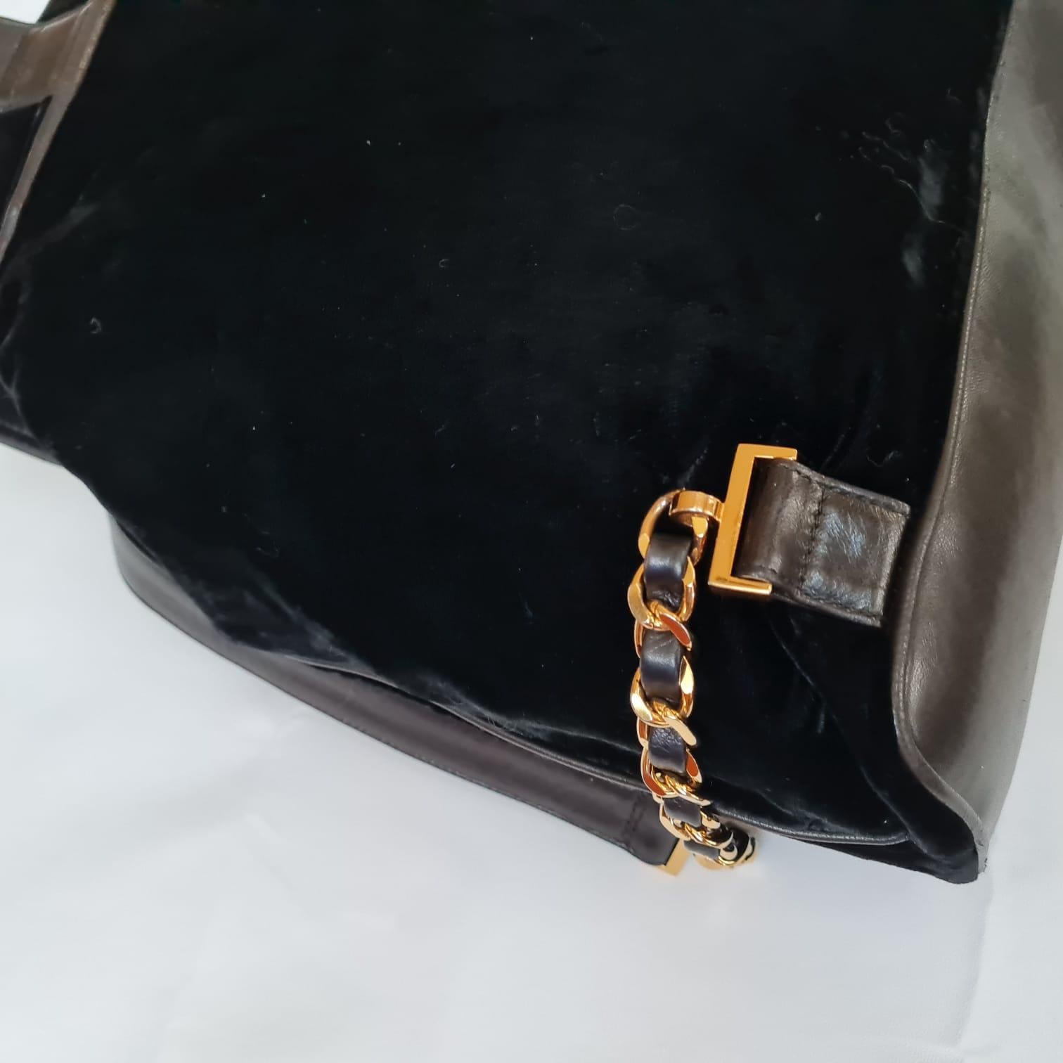 1990s Vintage Chanel Black Velvet Drawstring CC Backpack 1