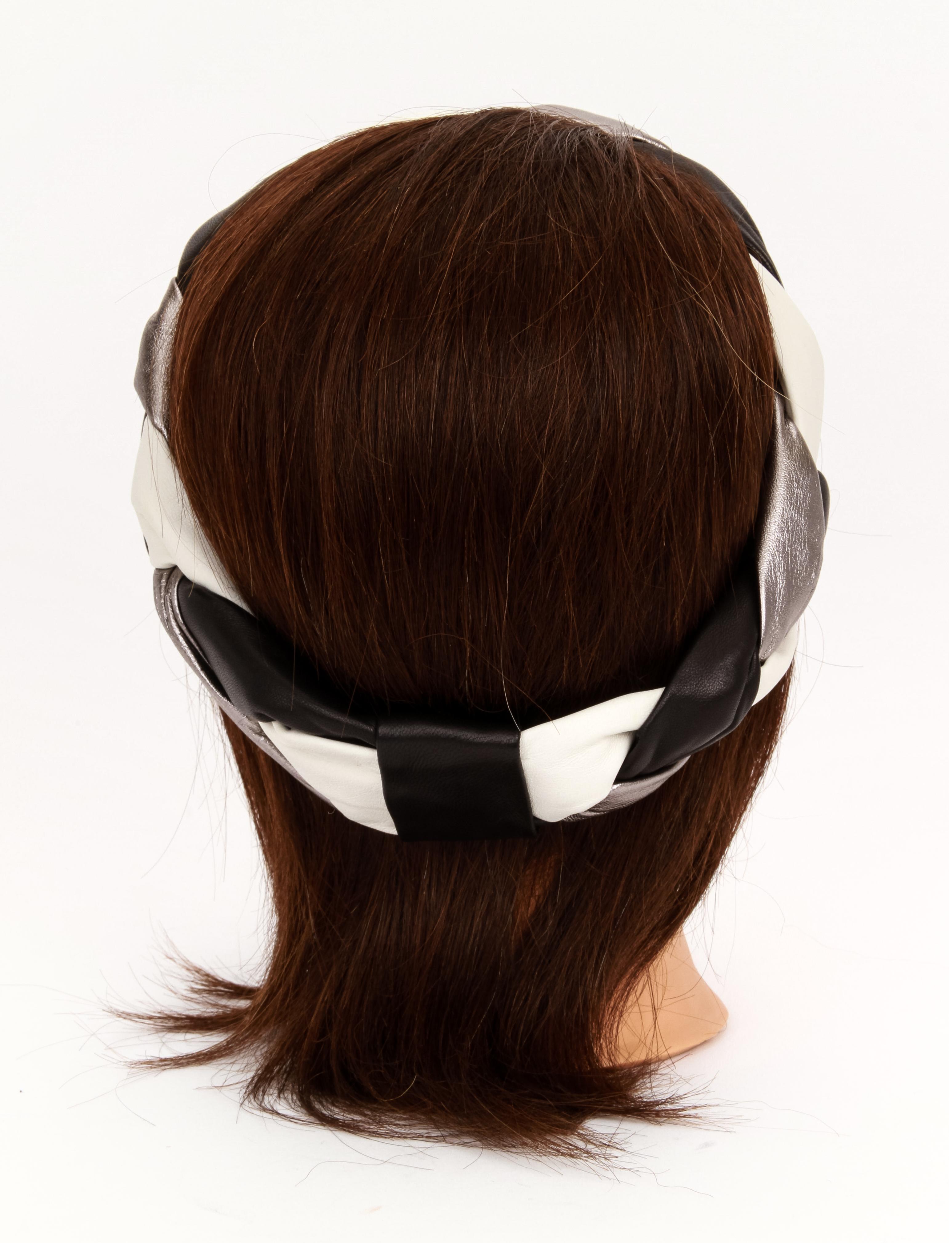 1990er Vintage Chanel geflochtenes Vintage-Leder-Kopfband Damen