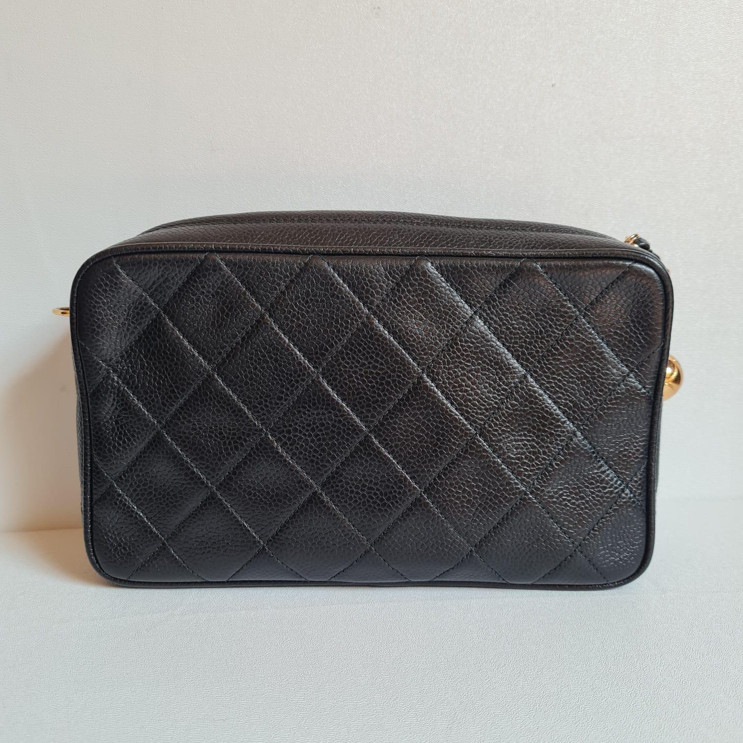 1990s Vintage Chanel Caviar Quilted Mini Camera Bag 6