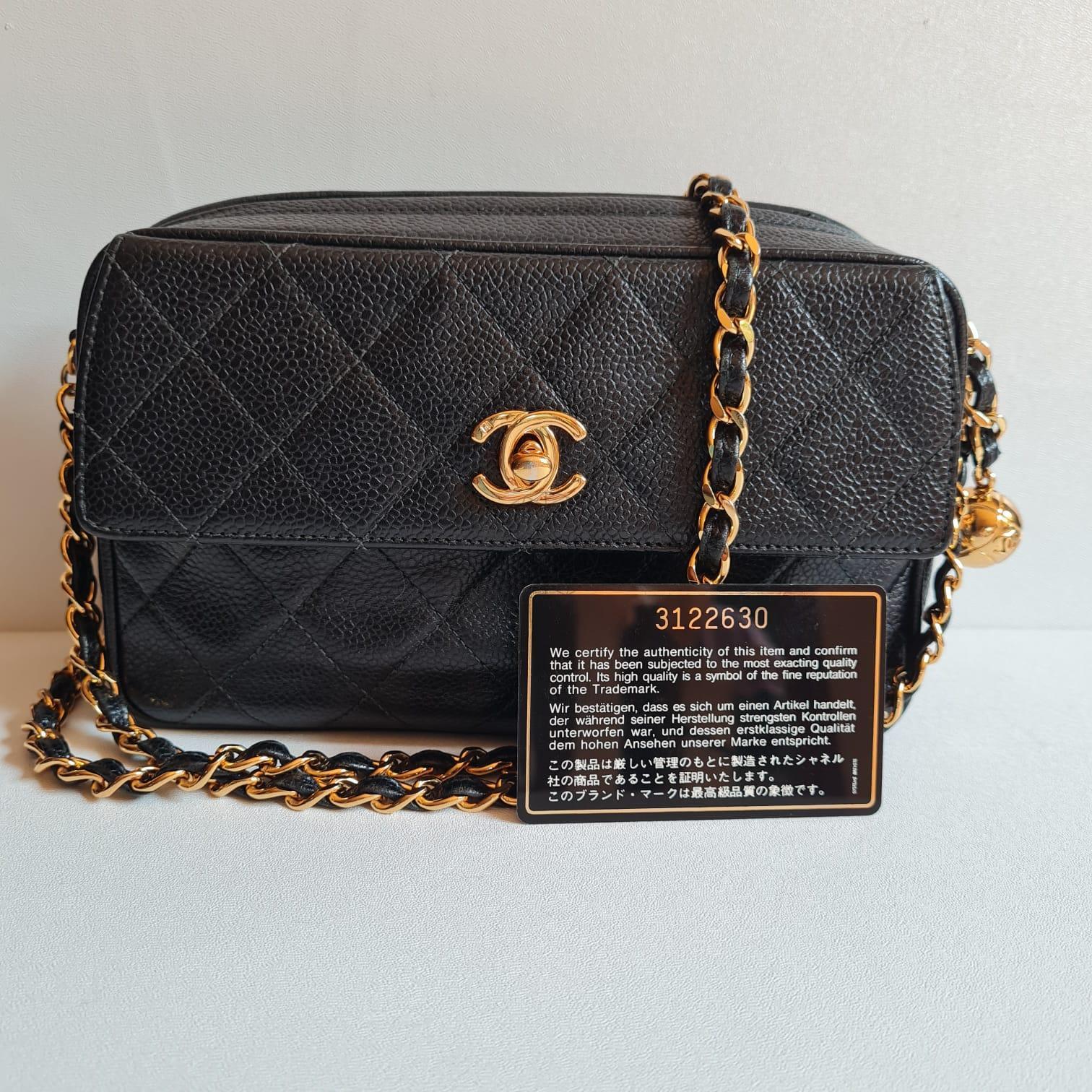 1990s Vintage Chanel Caviar Quilted Mini Camera Bag 3