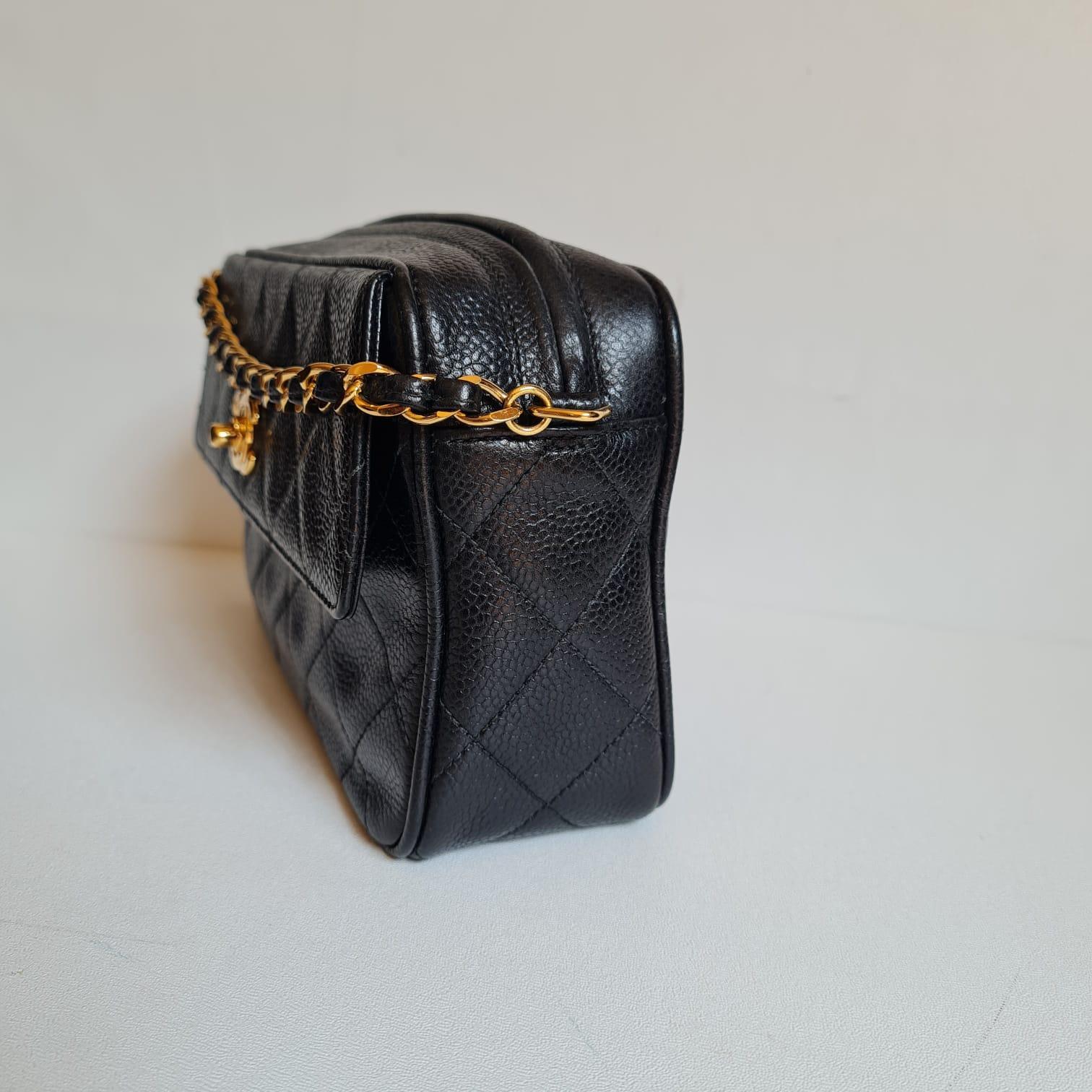1990s Vintage Chanel Caviar Quilted Mini Camera Bag 5