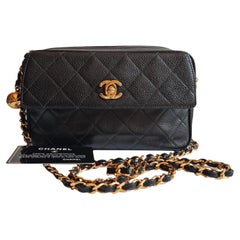 1990s Vintage Chanel Caviar Quilted Mini Camera Bag