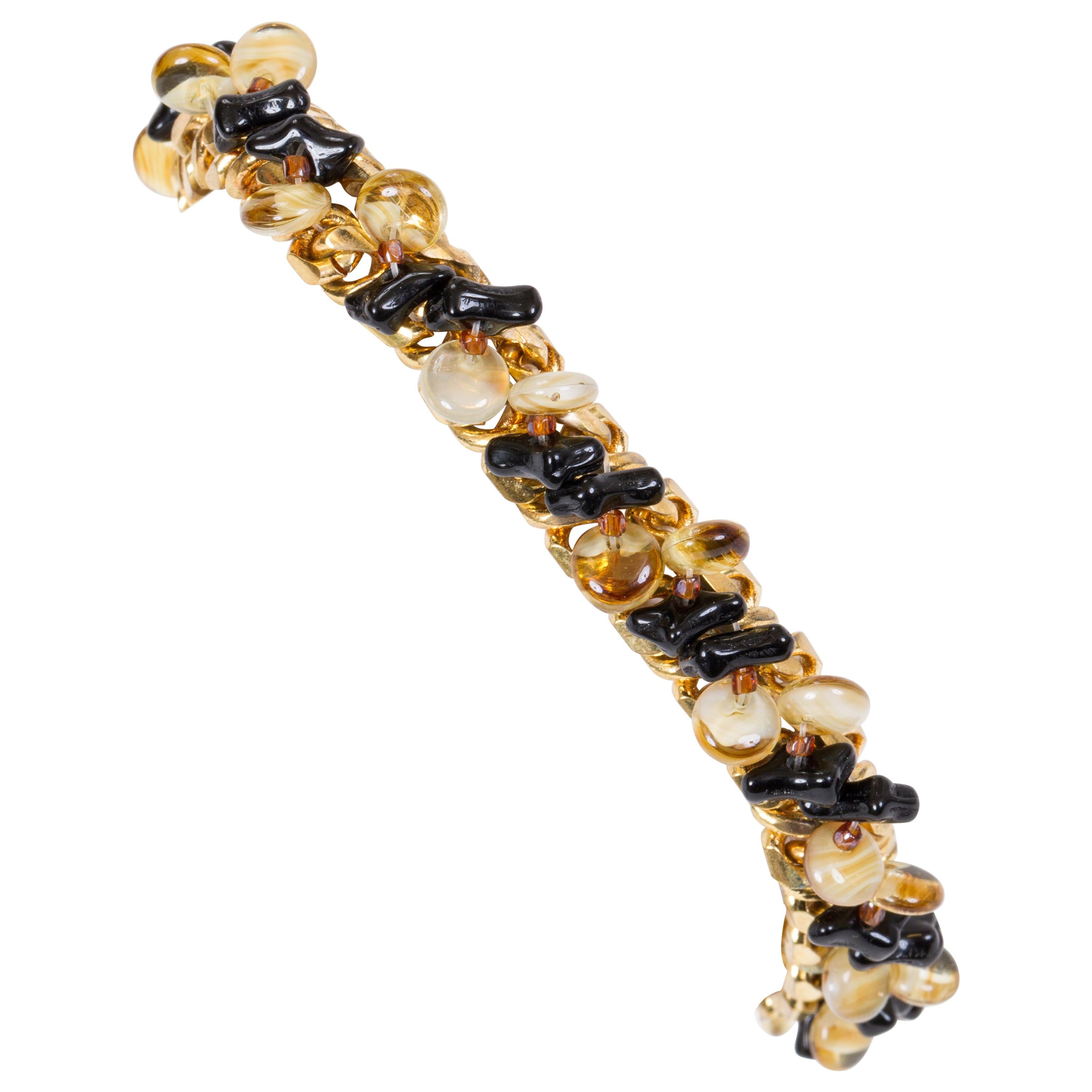 Chanel Bracelet vintage en verre et or, années 1990 en vente