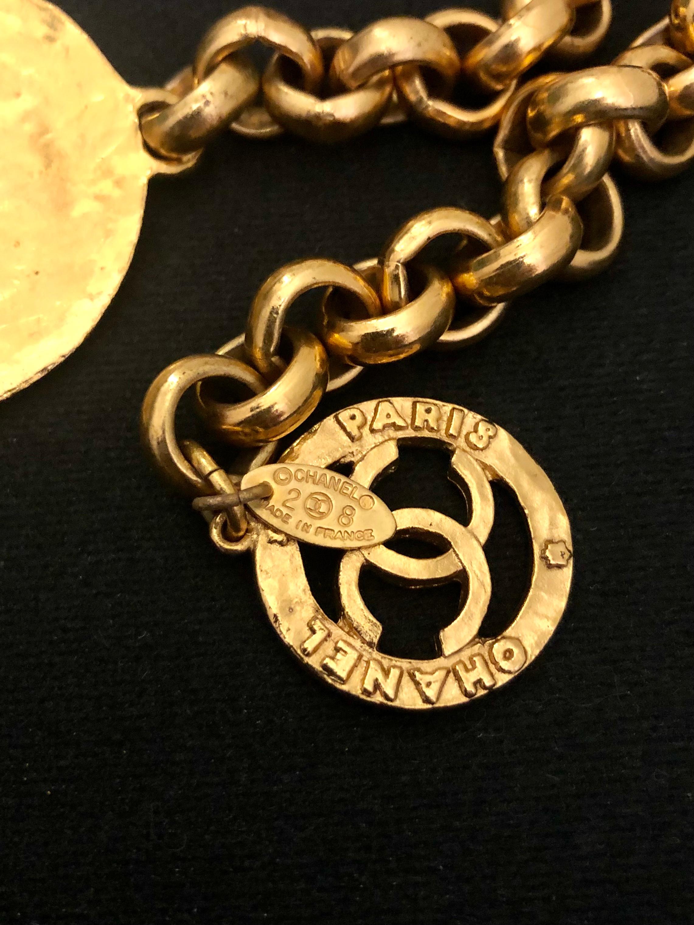 Women's Vintage CHANEL Gold Toned Medallion Chain Belt 