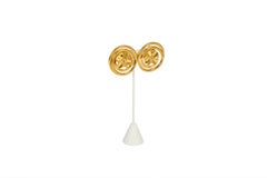 1990's Vintage Chanel Oversize Clover Logo Earrings