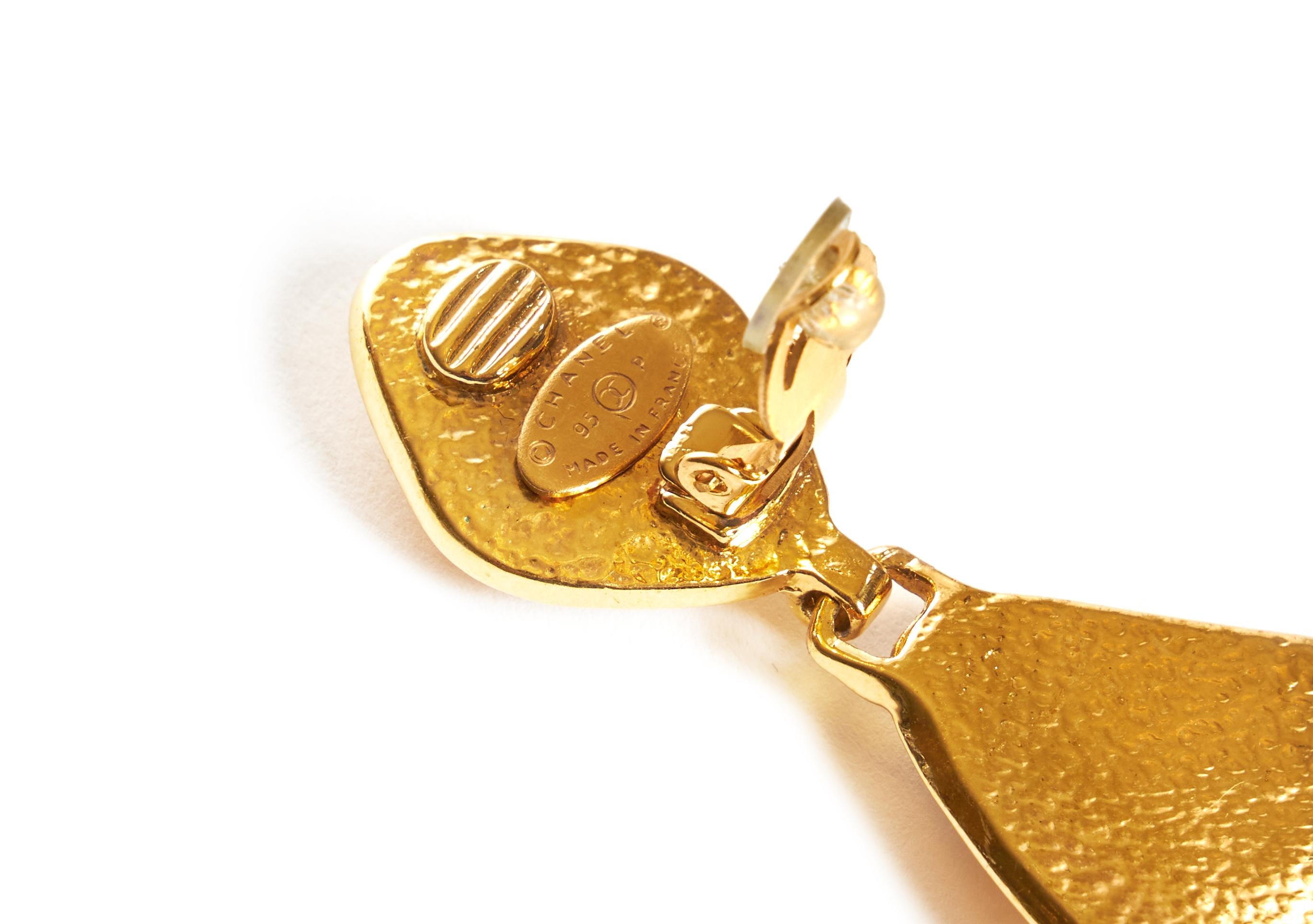 gold dangle chanel earrings