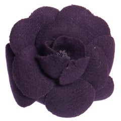 1990
s Vintage Chanel Purple Felt Camellia Flower Pin
