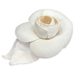 1990s Vintage CHANEL Silk Camellia Brooch Black Gold