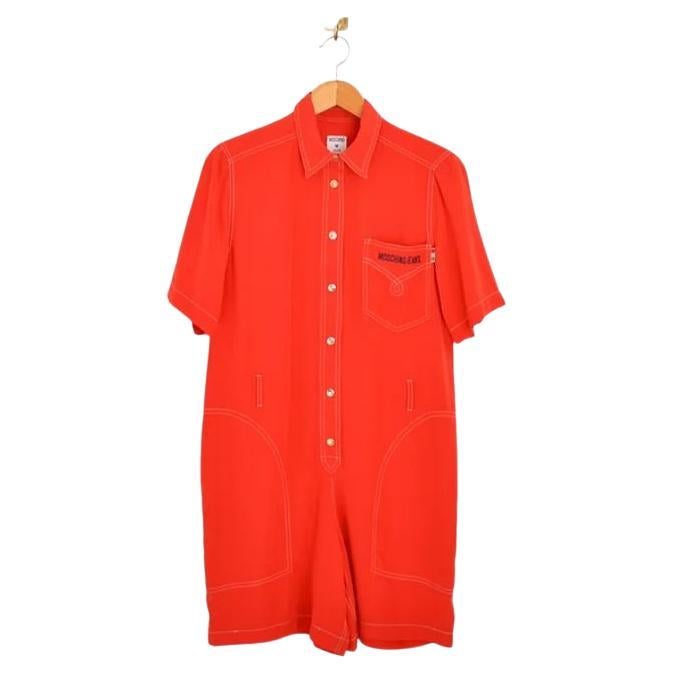 1990's Vintage Cherry Red Moschino All in One Romper Playsuit - Jumpsuit For Sale