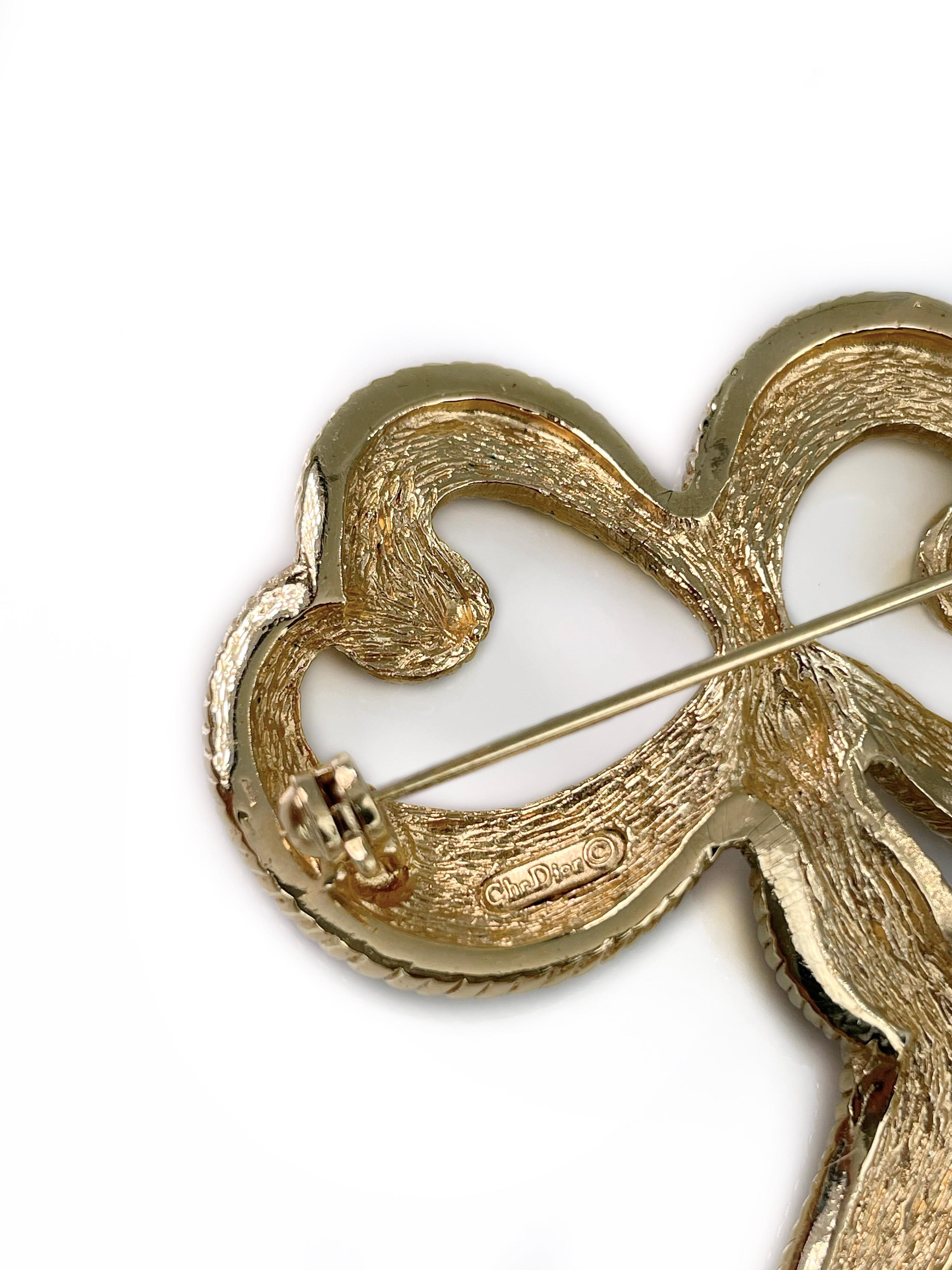 1990s Vintage Christian Dior Gold Tone Bow Pin Brooch at 1stDibs lis