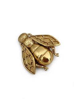 1990s Vintage Christian Dior Gold Tone Ladybug Pin Brooch