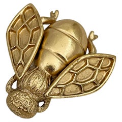 1990s Retro Christian Dior Gold Tone Ladybug Pin Brooch