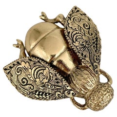 1990s Vintage Christian Dior Gold Tone Ornamented Bee Pin Brooch