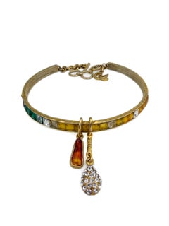 1990 Vintage Christian Lacroix Gold Tone Multicolour Crystal Choker Necklace