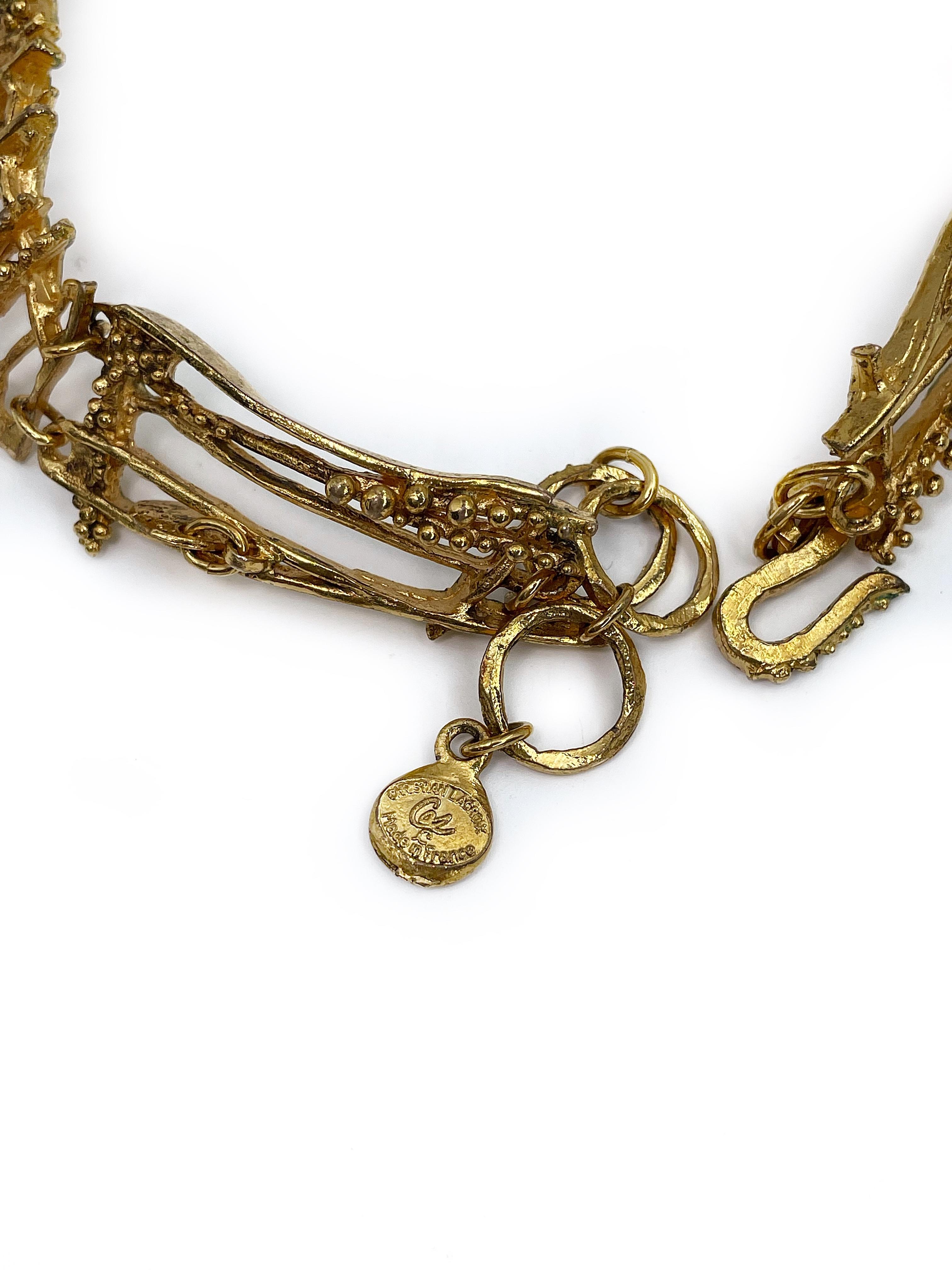 De las mujeres Collar gargantilla calado con monedas de cristal en tono dorado Christian Lacroix vintage de los años 90