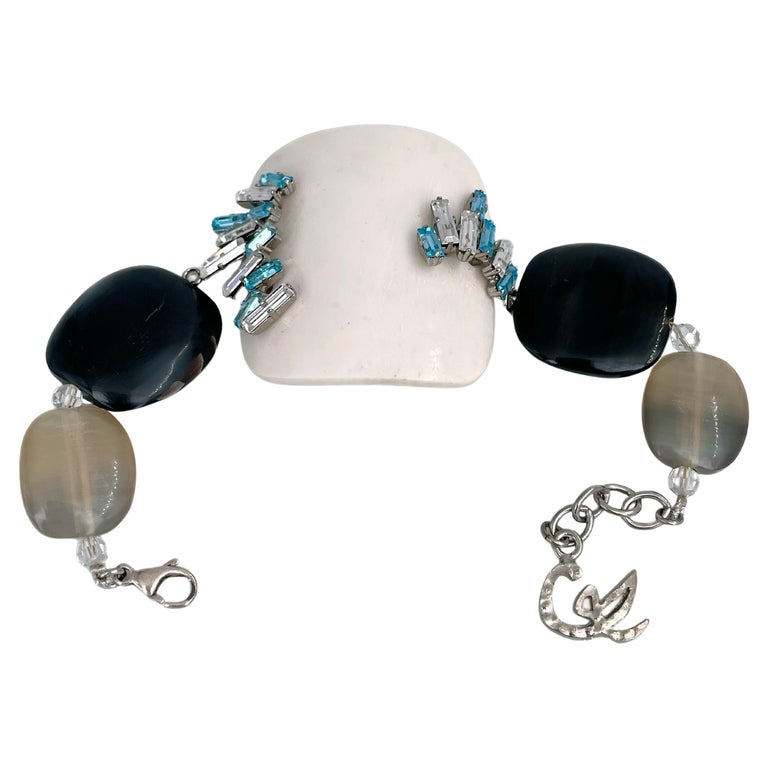 1990s Vintage Christian Lacroix Pulsera de cuentas de cristal de resina