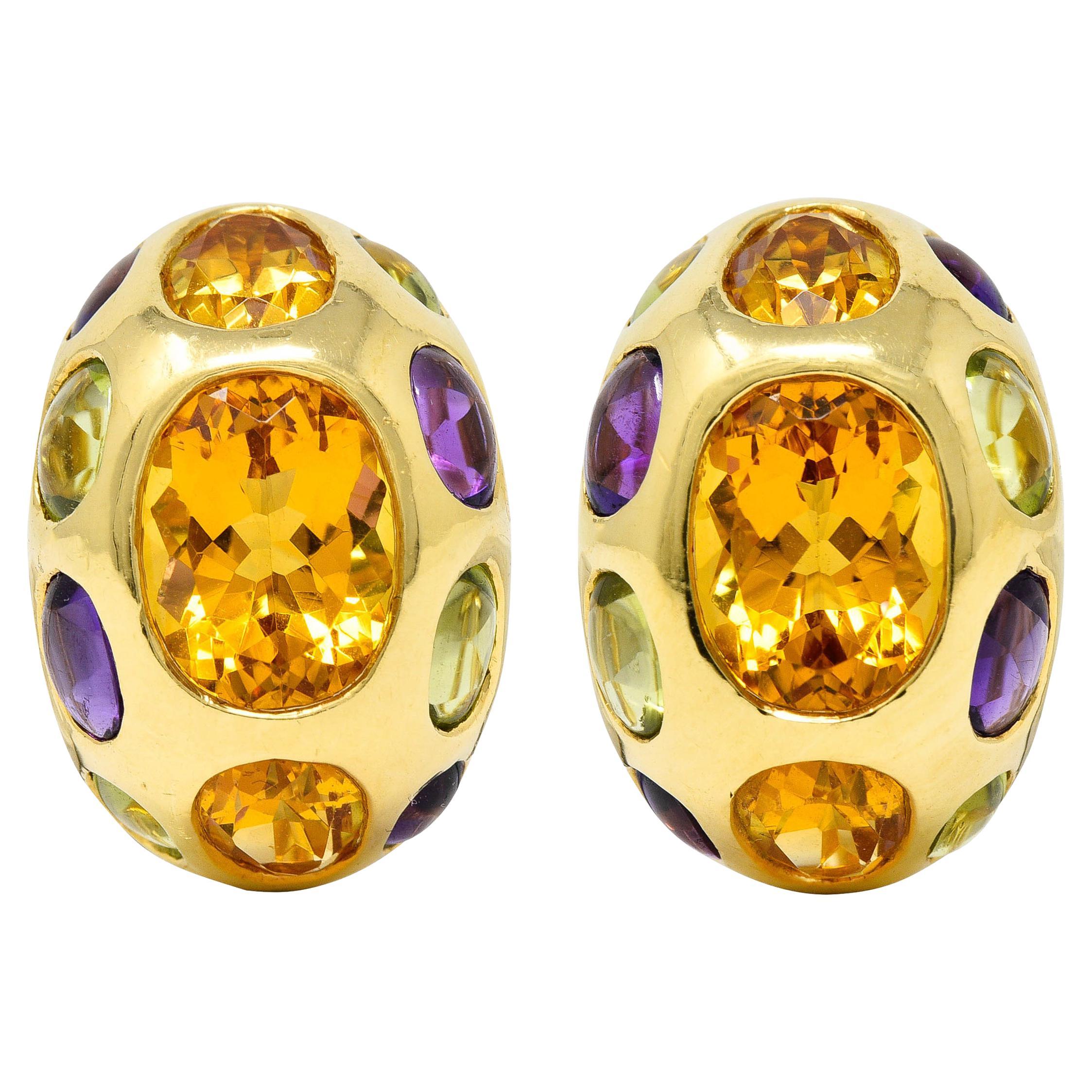 Mischief 18K Gold Quartz Citrine and Peridot Earrings