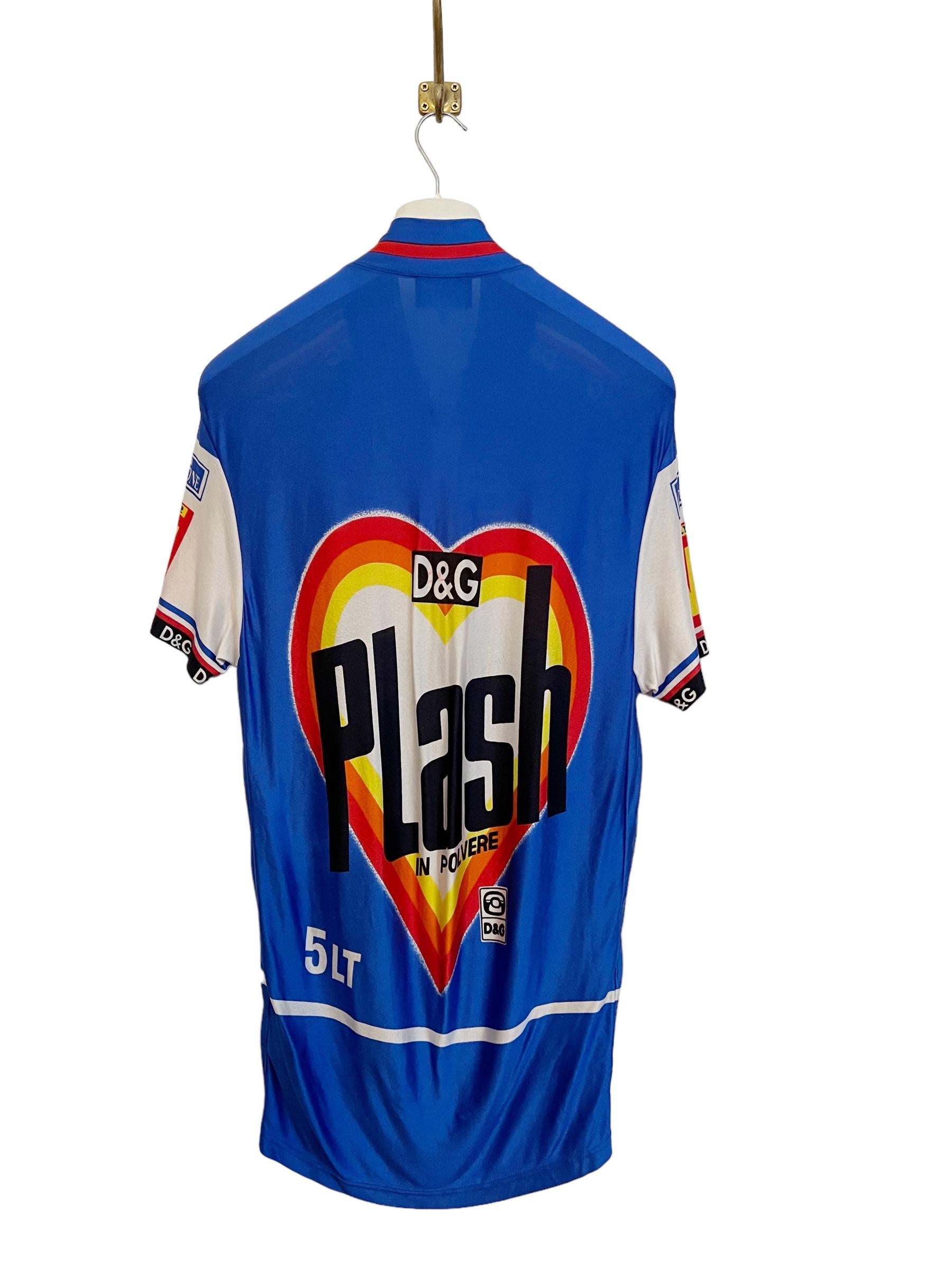 Buntes lebhaftes Dolce & Gabbana-Radrenn-Top aus Jersey, 1990er Jahre (Violett) im Angebot