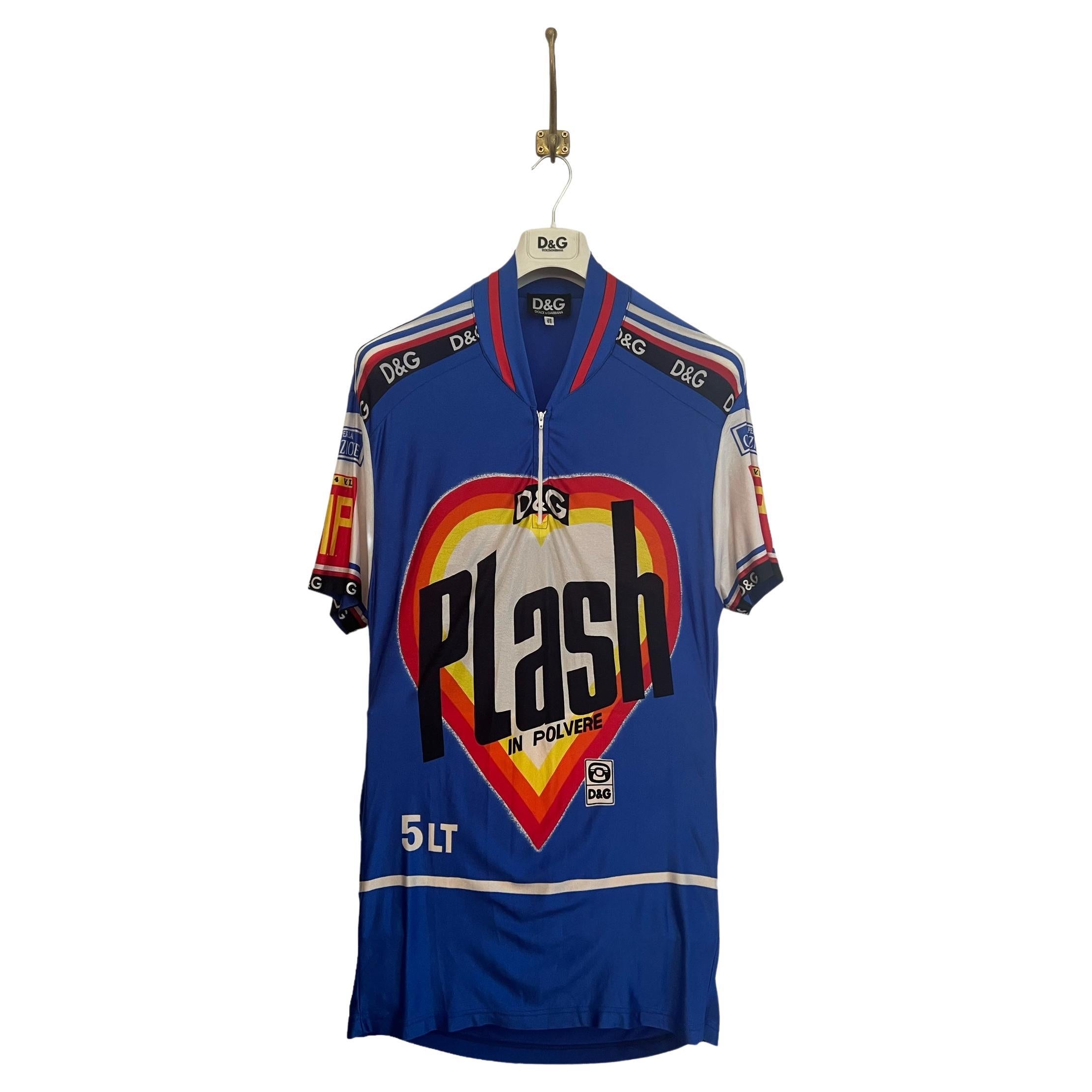 1990's Vintage Colourful Vibrant Dolce & Gabbana Cycling Jersey Top For Sale