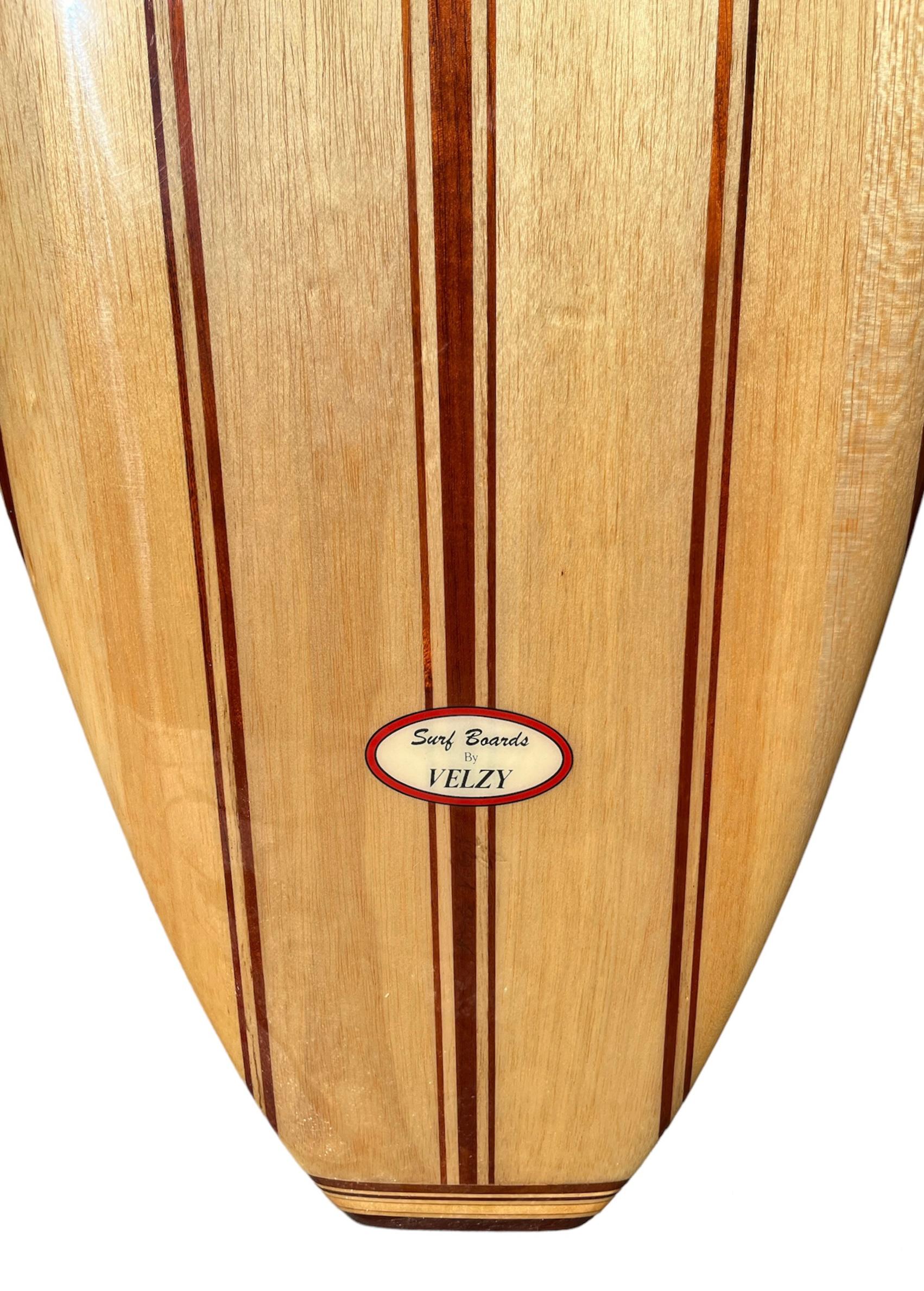 American 1990s Vintage Dale Velzy Shaped Balsawood Longboard For Sale