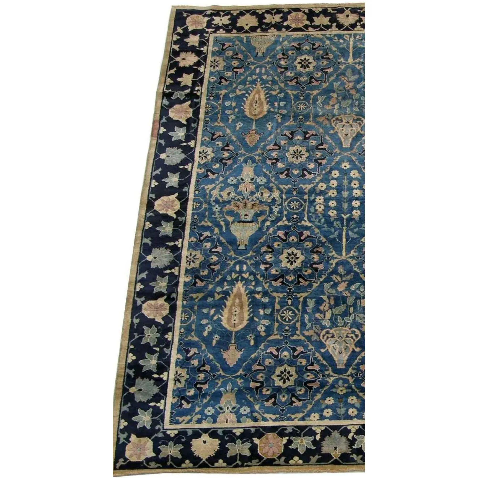 Chinese Export 1990s Vintage Decorative Chinese Rug with Floral Design 10′2″ × 11′2″ For Sale