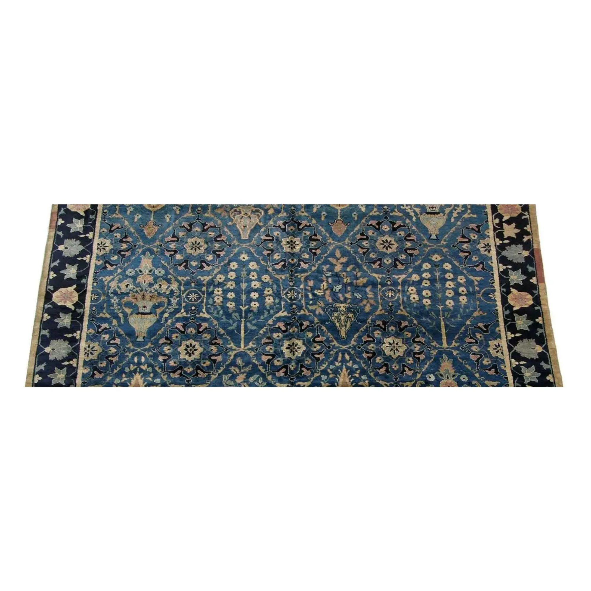 1990s Vintage Decorative Chinese Rug with Floral Design 10′2″ × 11′2″ In Good Condition For Sale In Los Angeles, US