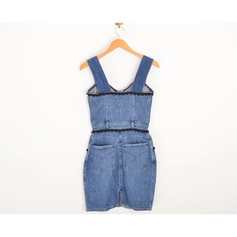 1990's Vintage Denim Bustier Moschino Corset Body con Dress In Good Condition For Sale In Sheffield, GB