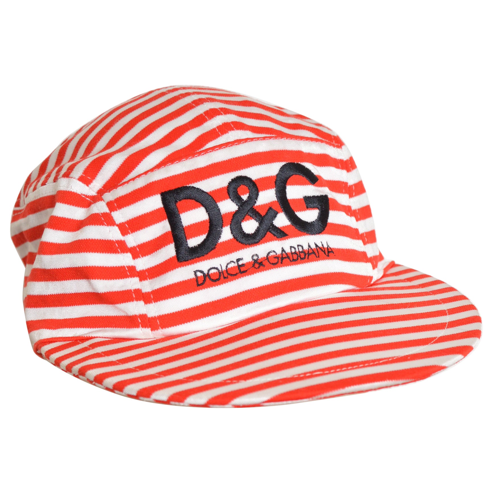 Pre-owned Dolce & Gabbana 1990's Vintage D&g By Dolce And Gabbana Red White Striped Baseball Cap