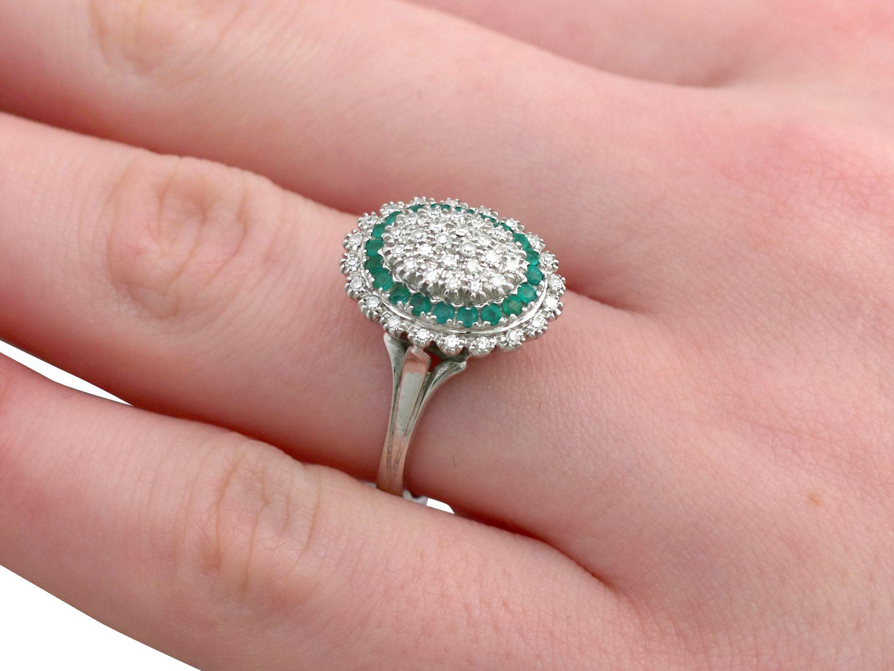 1990s Vintage Diamond and Emerald White Gold Cocktail Ring 3