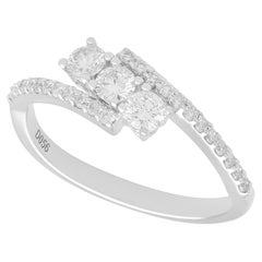 1990s Vintage Diamond and White Gold Twist Ring