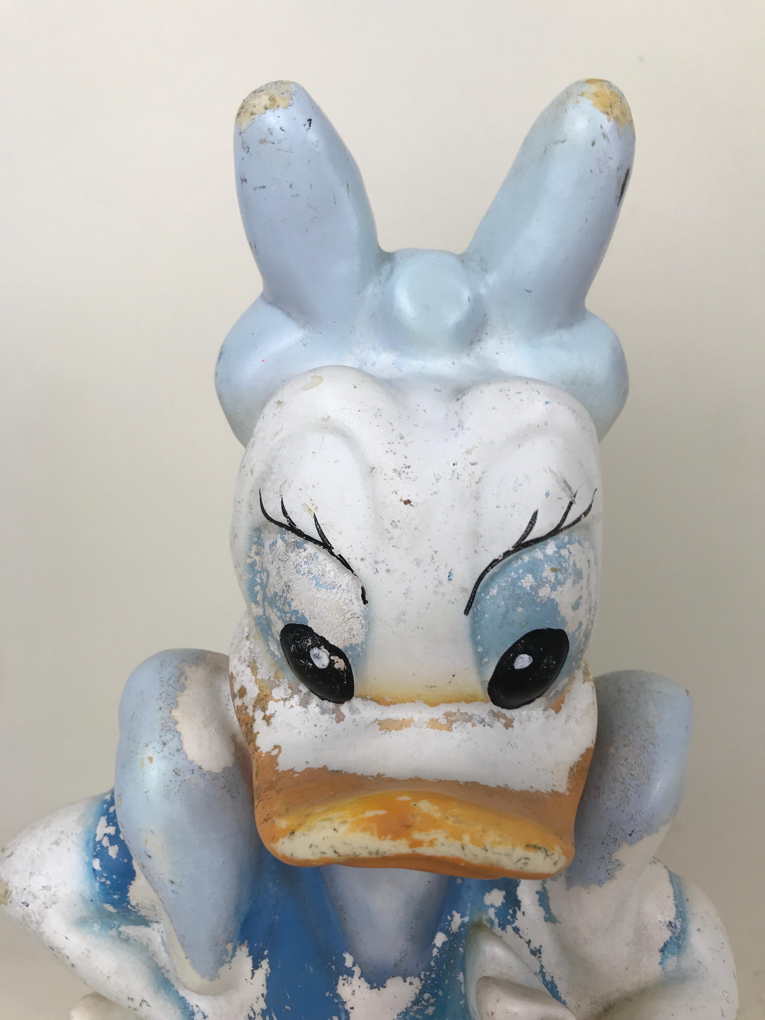 Late 20th Century 1990s Vintage Disney Daisy Duck Plastic Sculpture Made in Austria by Celloplast For Sale
