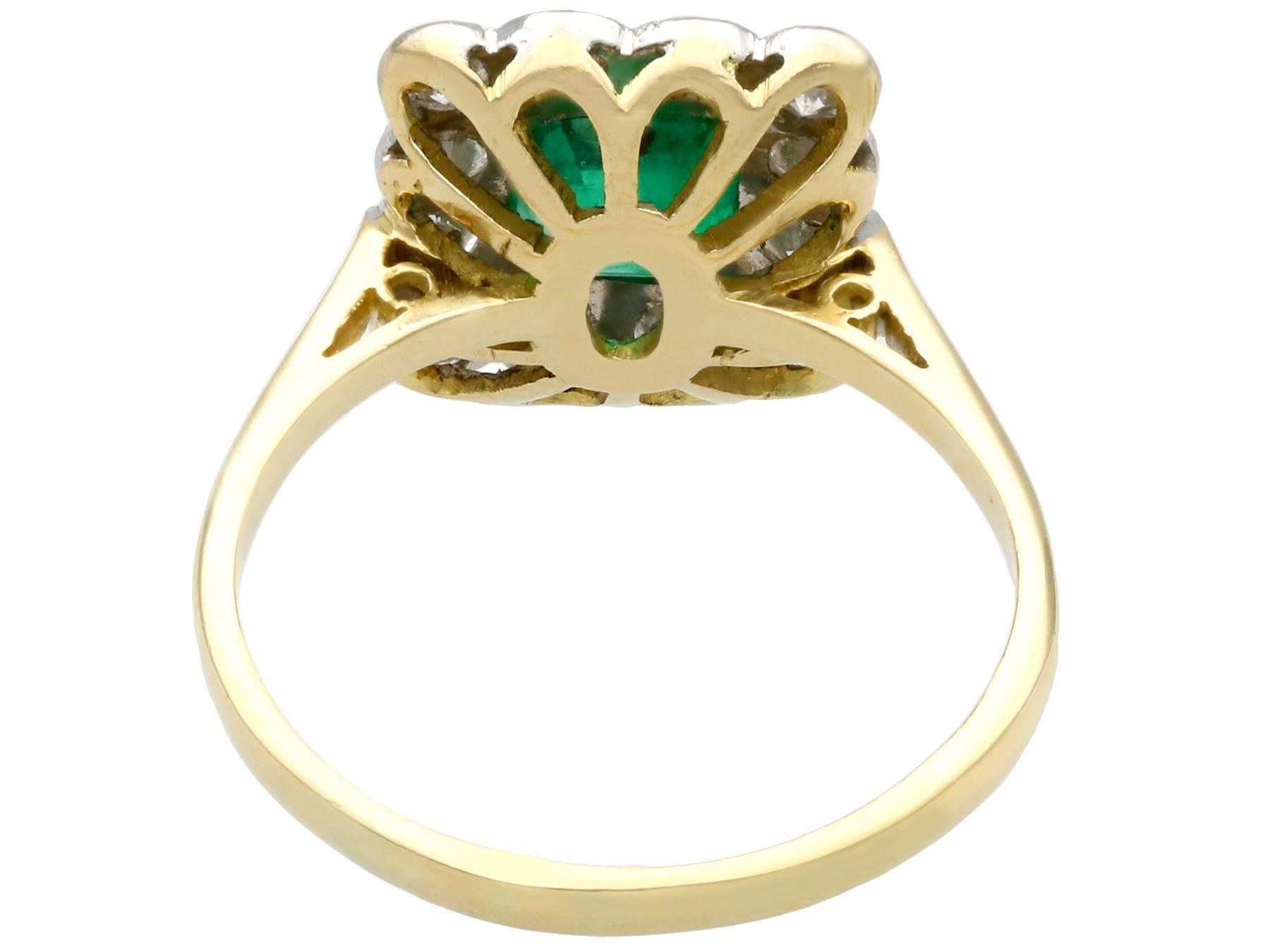 1990s Vintage Emerald and Diamond Yellow Gold Cocktail Ring In Excellent Condition In Jesmond, Newcastle Upon Tyne