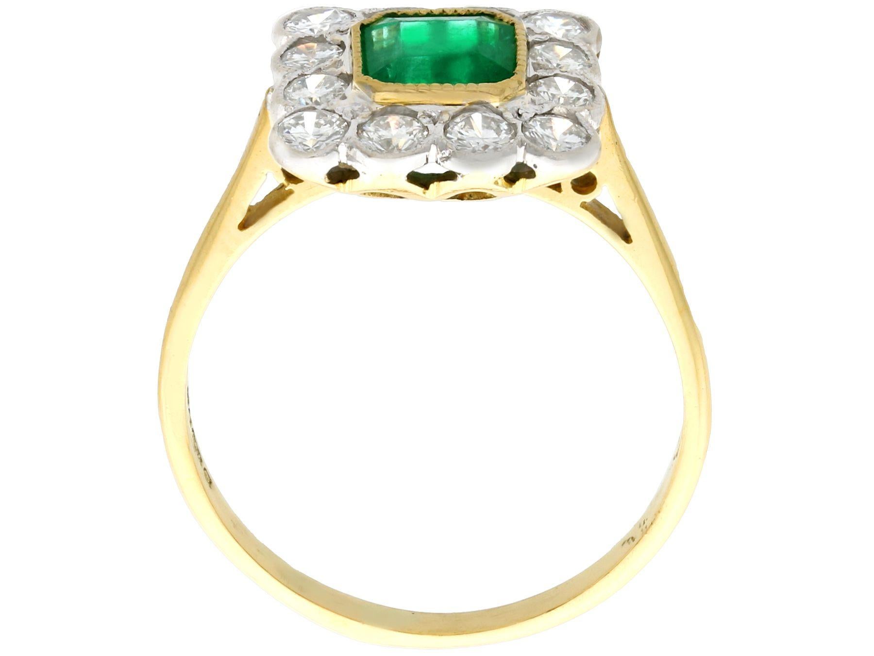 Women's 1990s Vintage Emerald and Diamond Yellow Gold Cocktail Ring