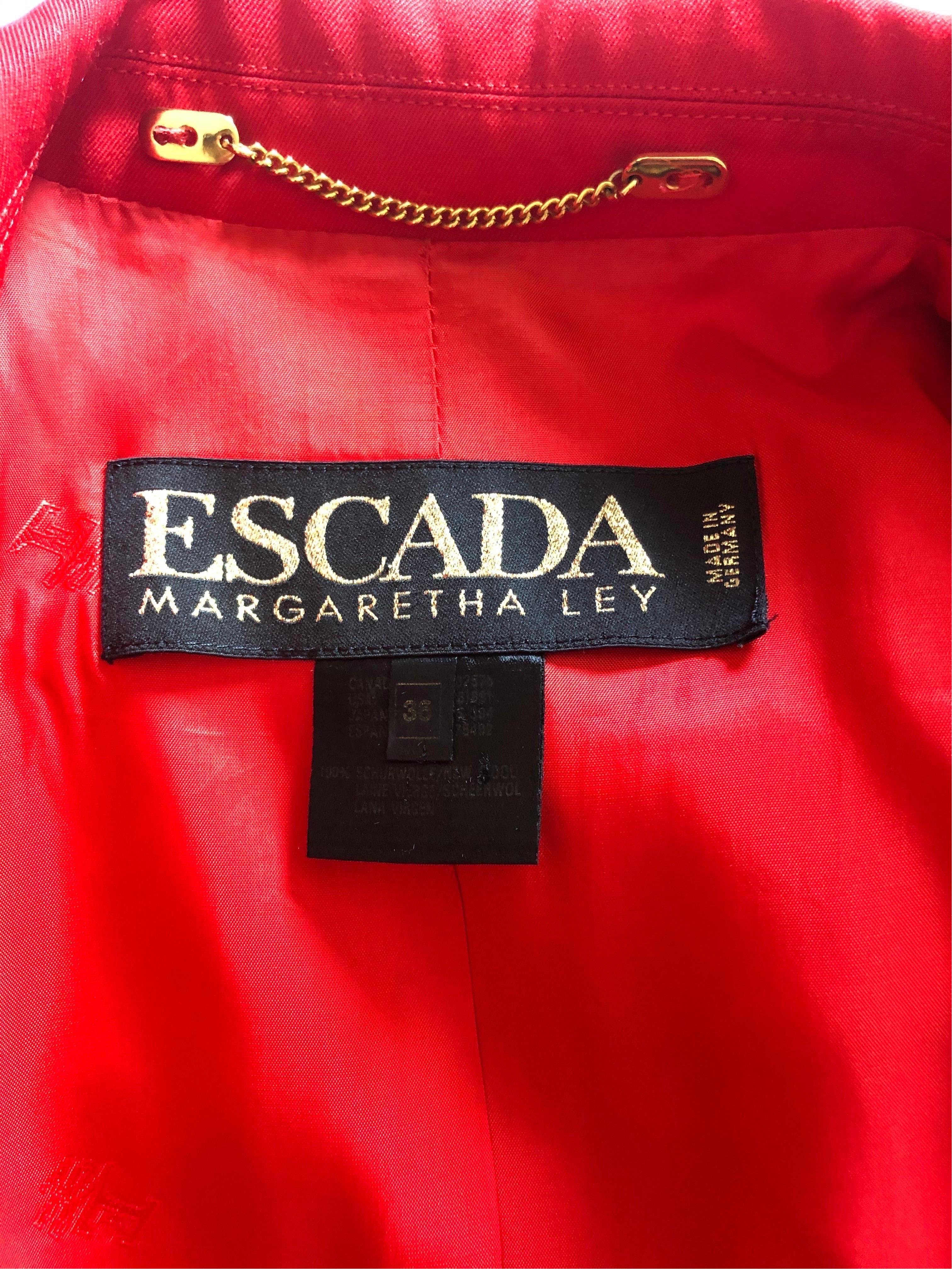 Red 1990s Vintage Escada by Margaretha Ley blazer For Sale