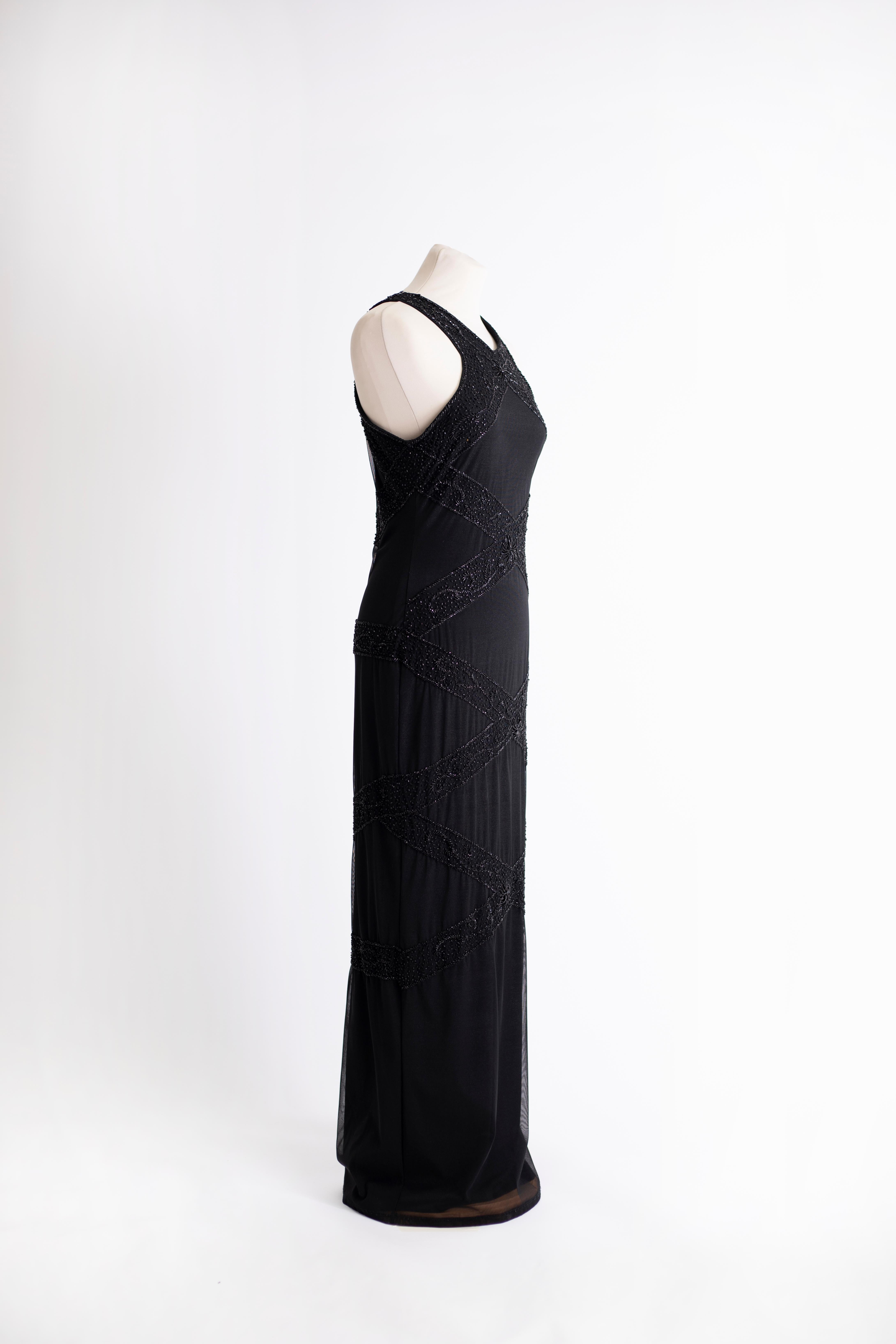 1990er Jahre Vintage Abend langes schwarzes Vintage-Kleid (Schwarz) im Angebot