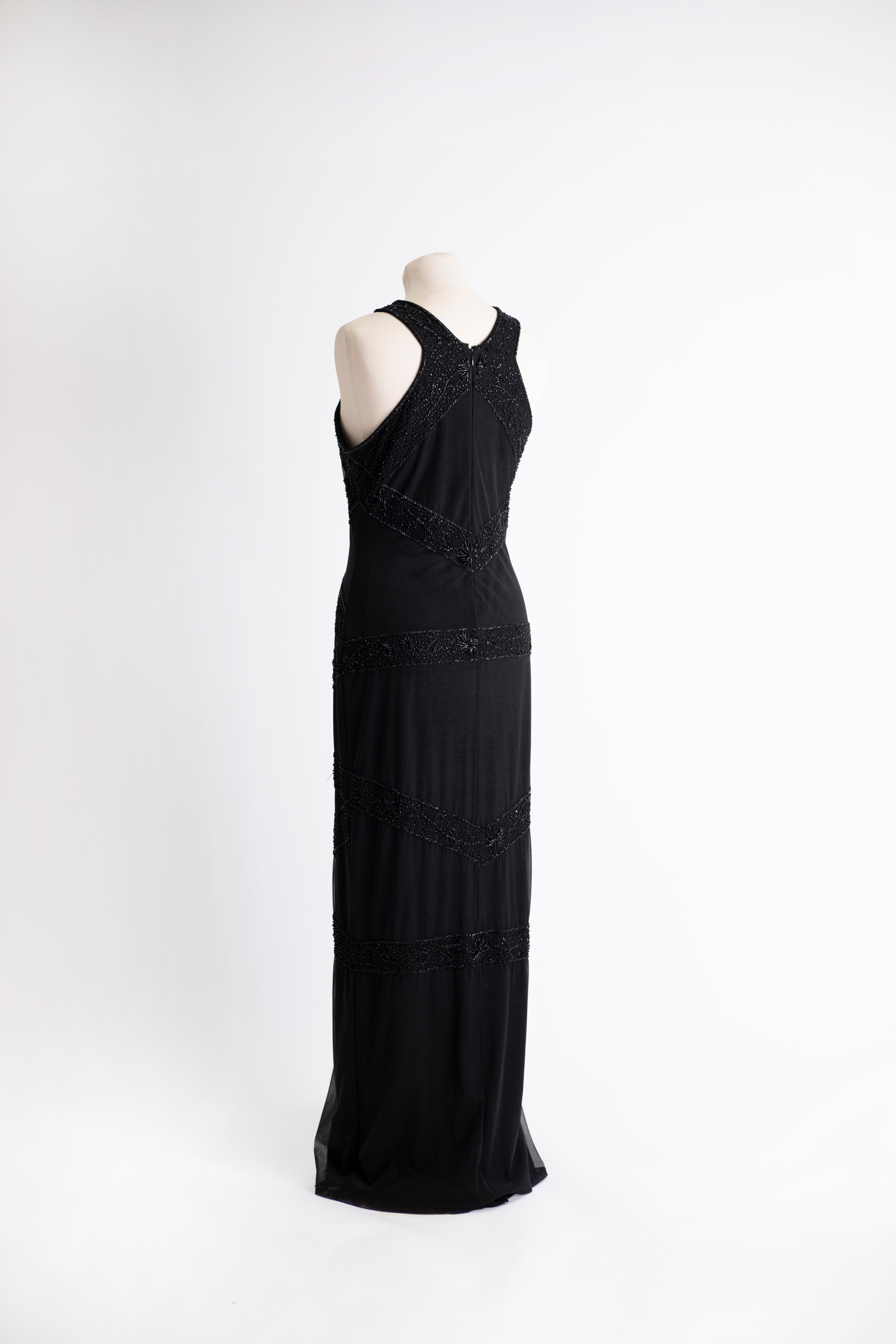 1990s Vintage evening long black dress In Excellent Condition For Sale In Milano, IT
