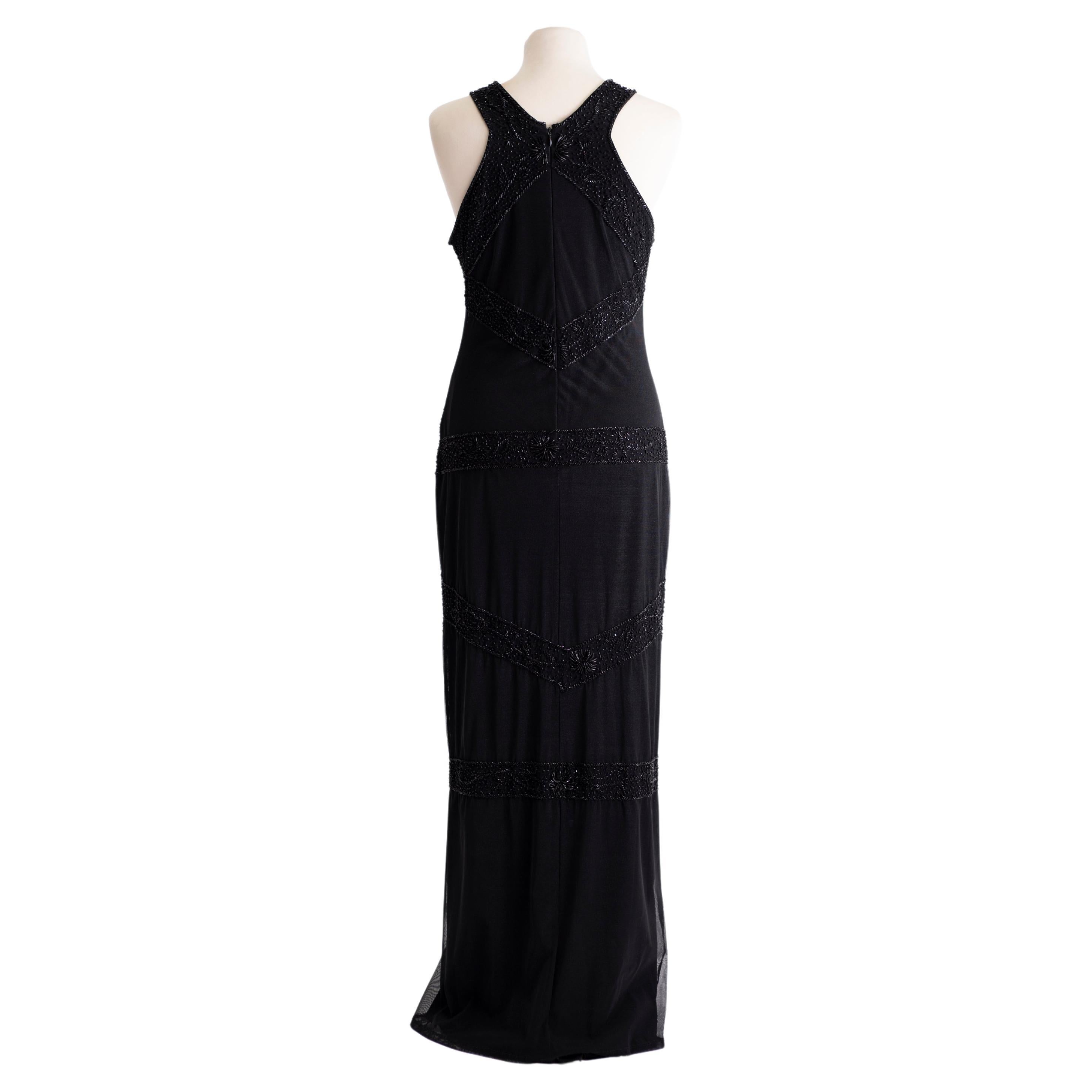 1990er Jahre Vintage Abend langes schwarzes Vintage-Kleid im Angebot
