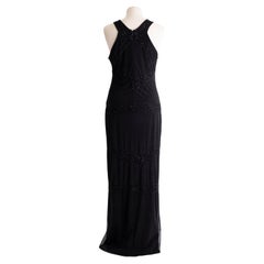 Robe longue de soirée noire vintage des années 1990