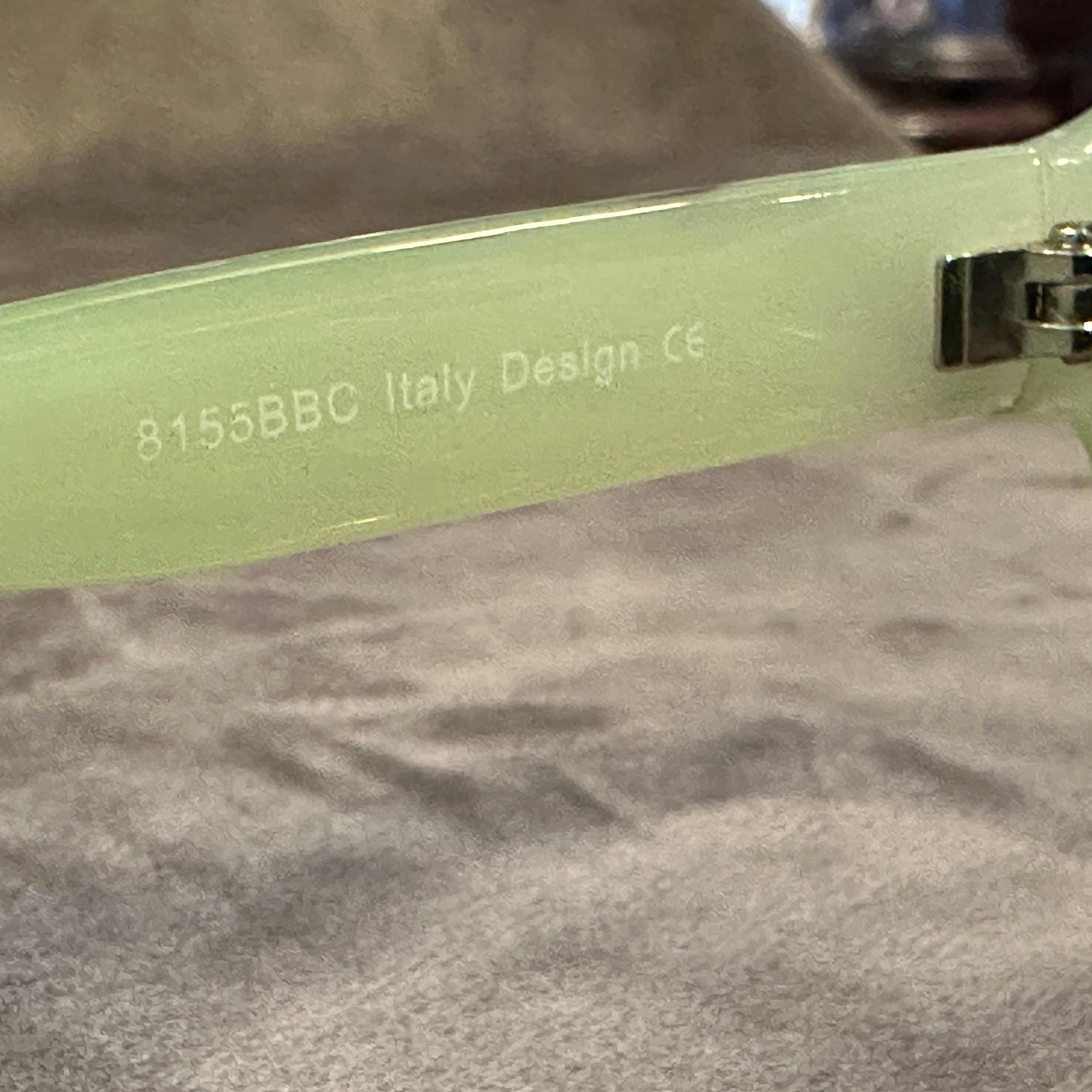1990s Vintage Fake Green Marble Acetate Bon Bon Italian Sunglasses For Sale 1