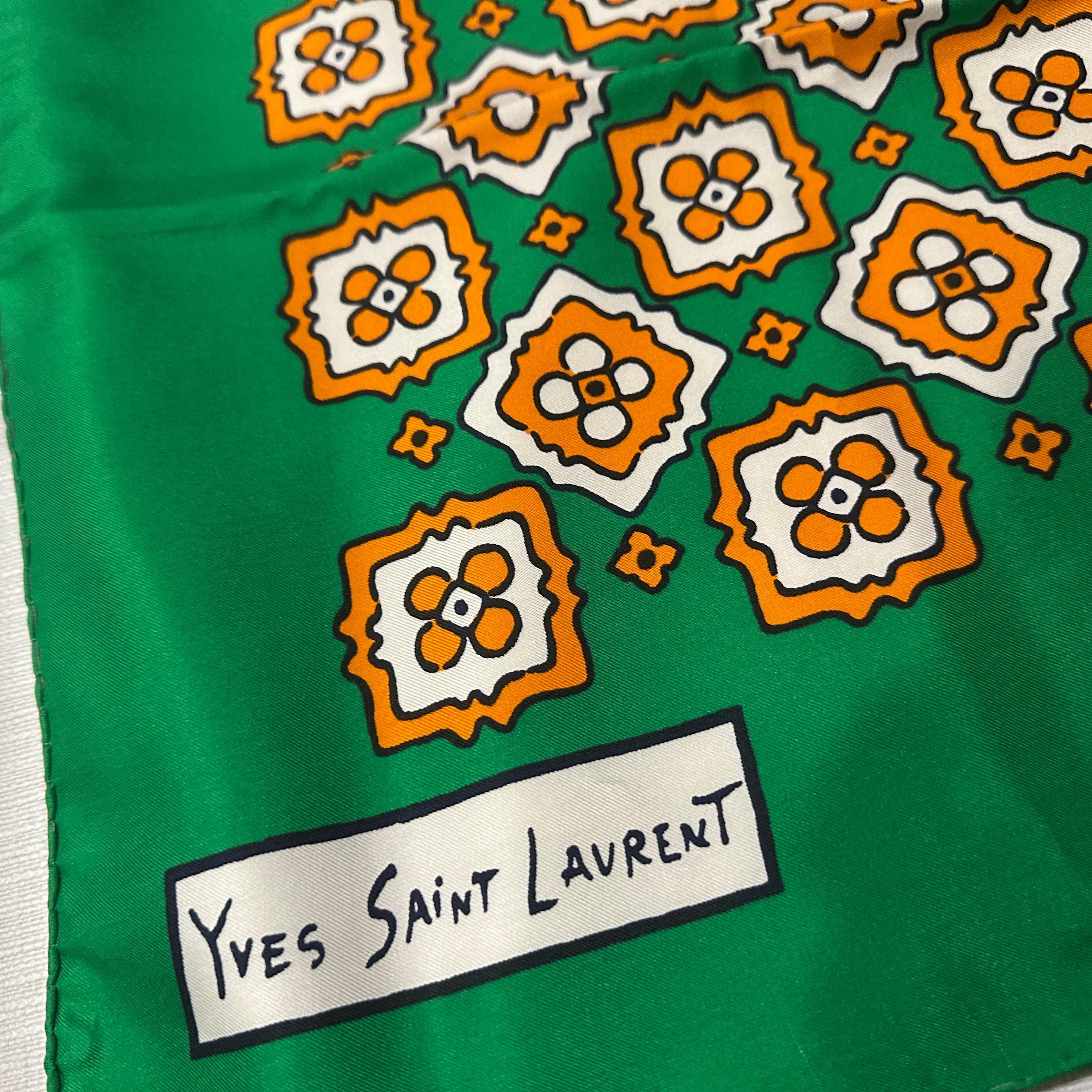 1990s Vintage Fashion Silk Carré Scarf by Yves Saint Laurent en vente 1